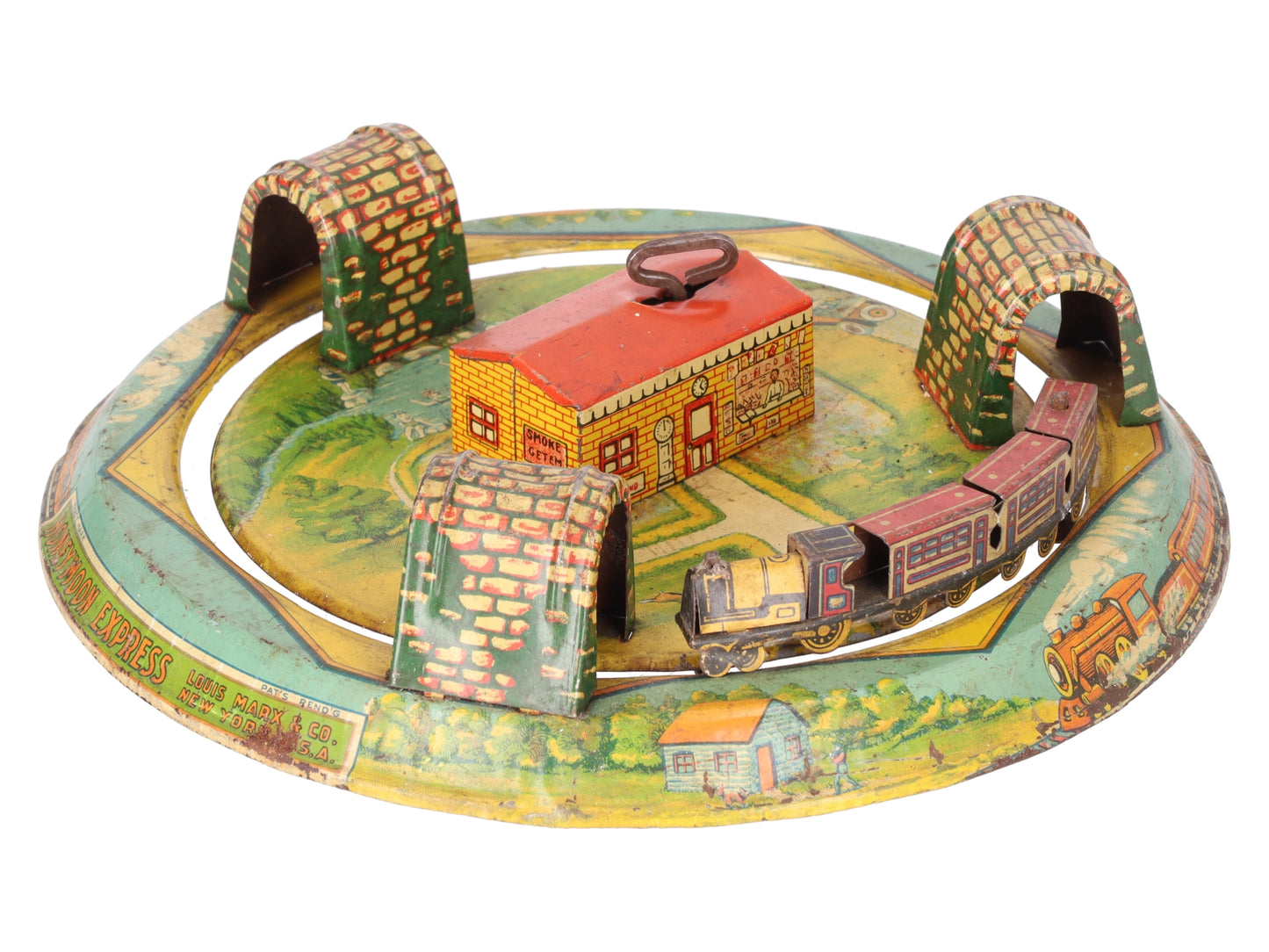 Marx Vintage Tin Litho "Honeymoon Express" Wind-up Toy EX
