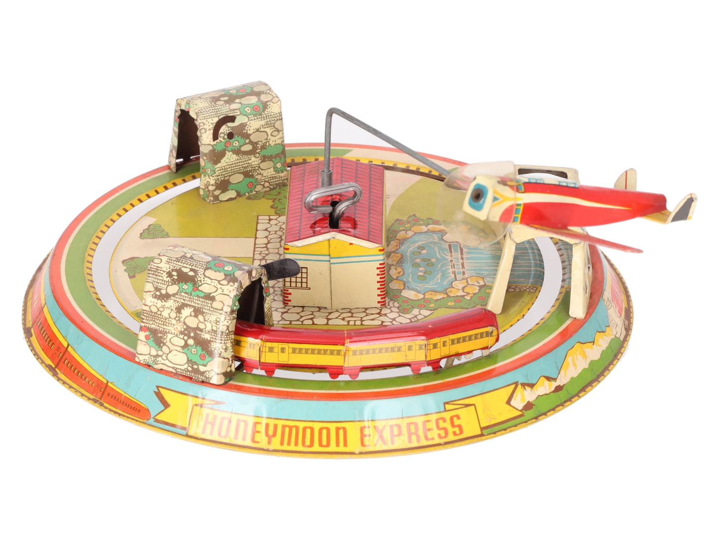 Marx Vintage Tin Litho "Honeymoon Express" Wind-up Toy VG