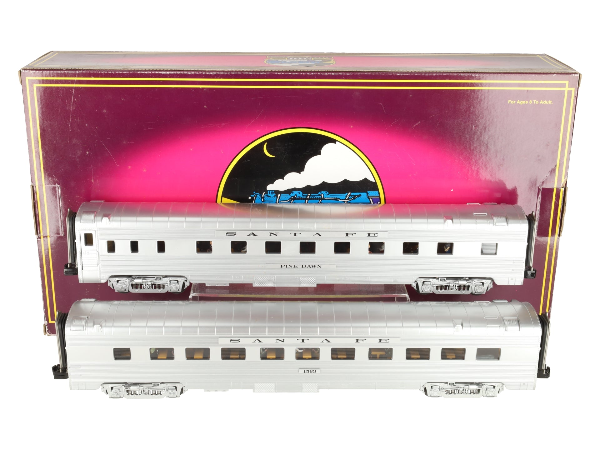 MTH 20-66115 O SF 70' Streamlined Sleeper/Diner Passenger Car Set of 2 EX/Box