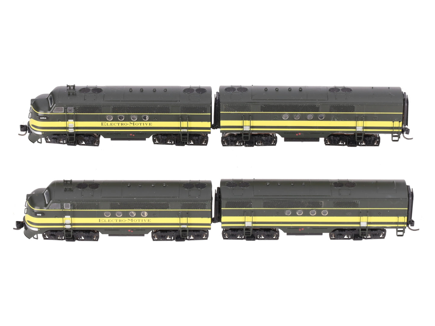 Yesteryear 103 N Scale EMD Demonstrator Locomotives ABBA #103-103A EX/Box
