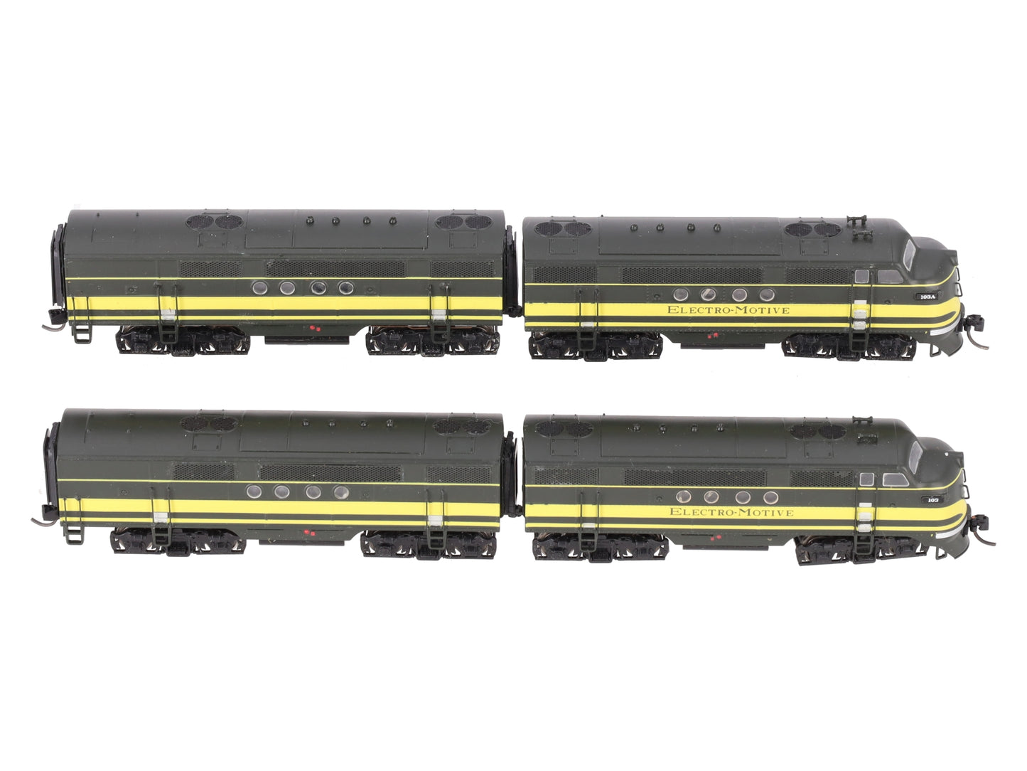 Yesteryear 103 N Scale EMD Demonstrator Locomotives ABBA #103-103A EX/Box