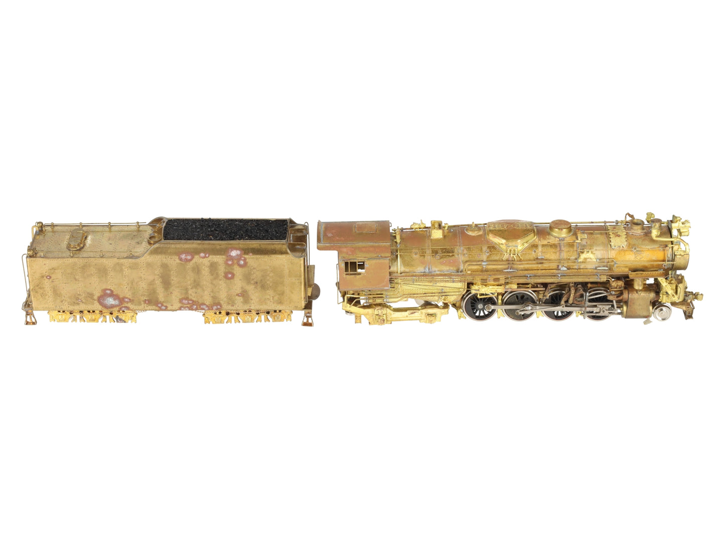 HO Scale BRASS Berkshire 2-8-4 Steam Locomotive & Tender- Unpainted VG