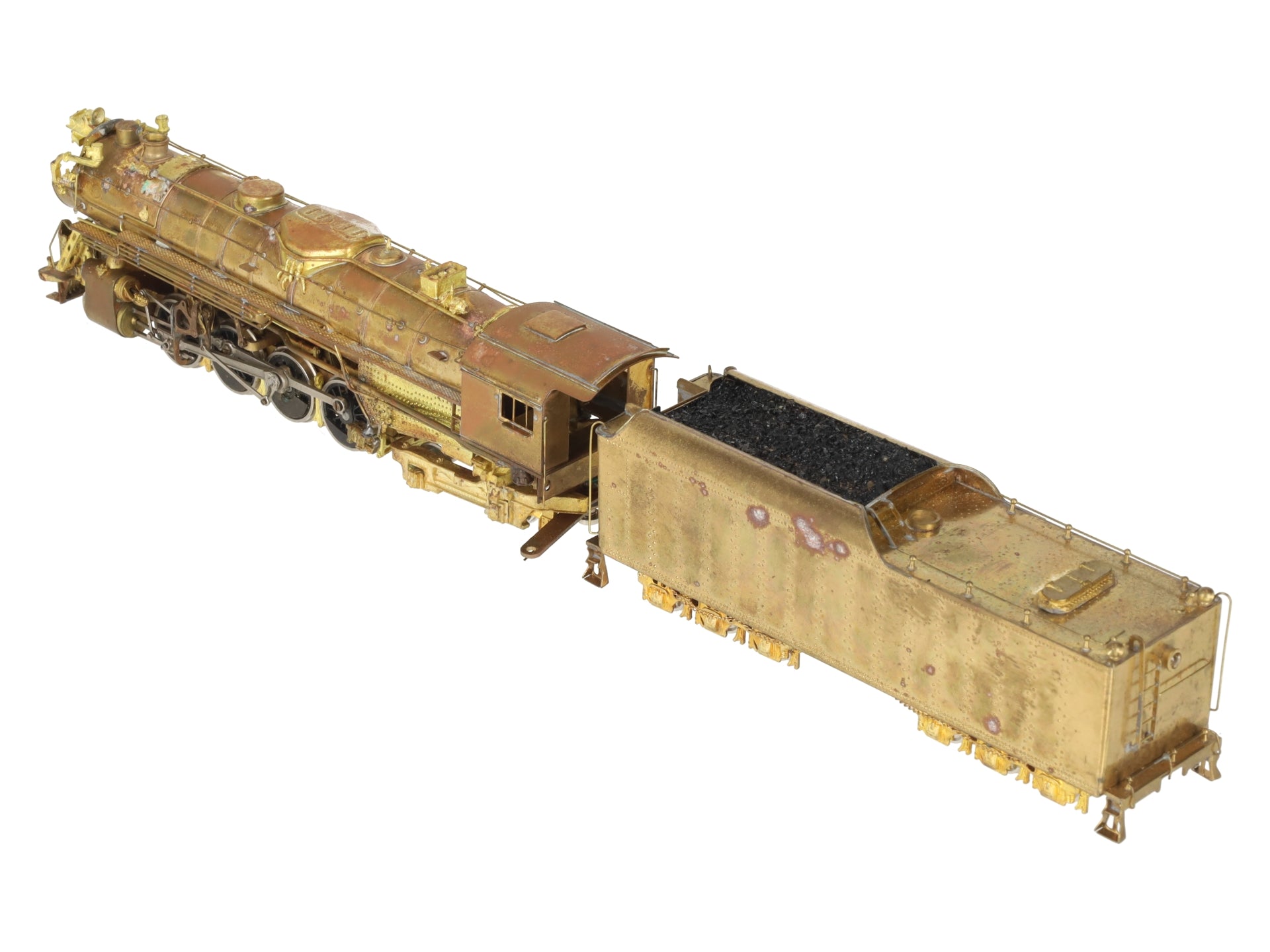 HO Scale BRASS Berkshire 2-8-4 Steam Locomotive & Tender- Unpainted VG