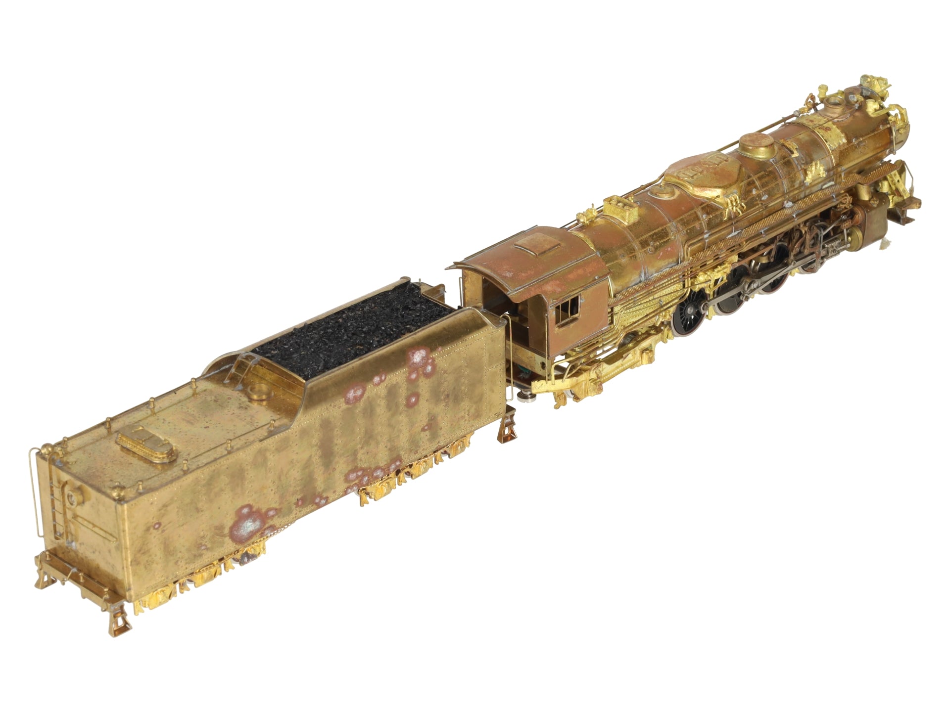 HO Scale BRASS Berkshire 2-8-4 Steam Locomotive & Tender- Unpainted VG