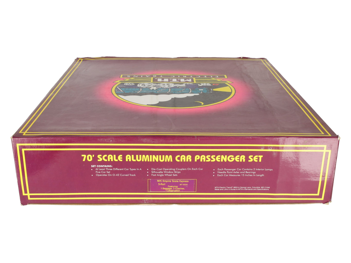 MTH 20-6504 O New York Central 70' Aluminum Passenger Car Set (Set of 5) EX/Box