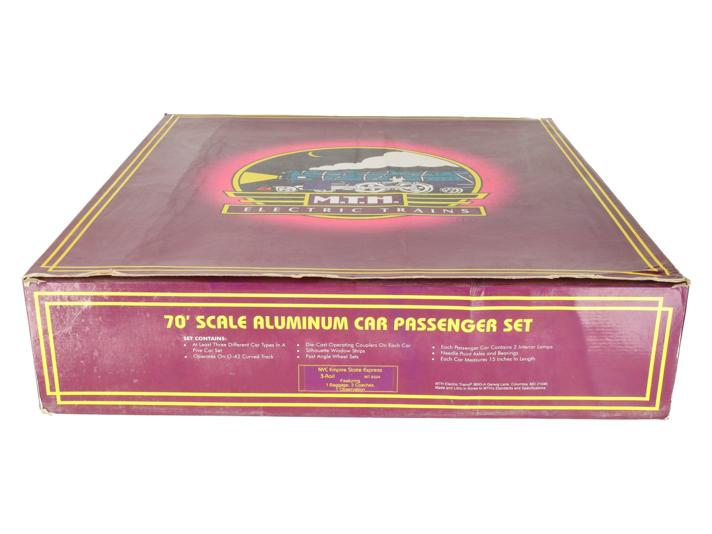 MTH 20-6504 O New York Central 70' Aluminum Passenger Car Set (Set of 5) EX/Box