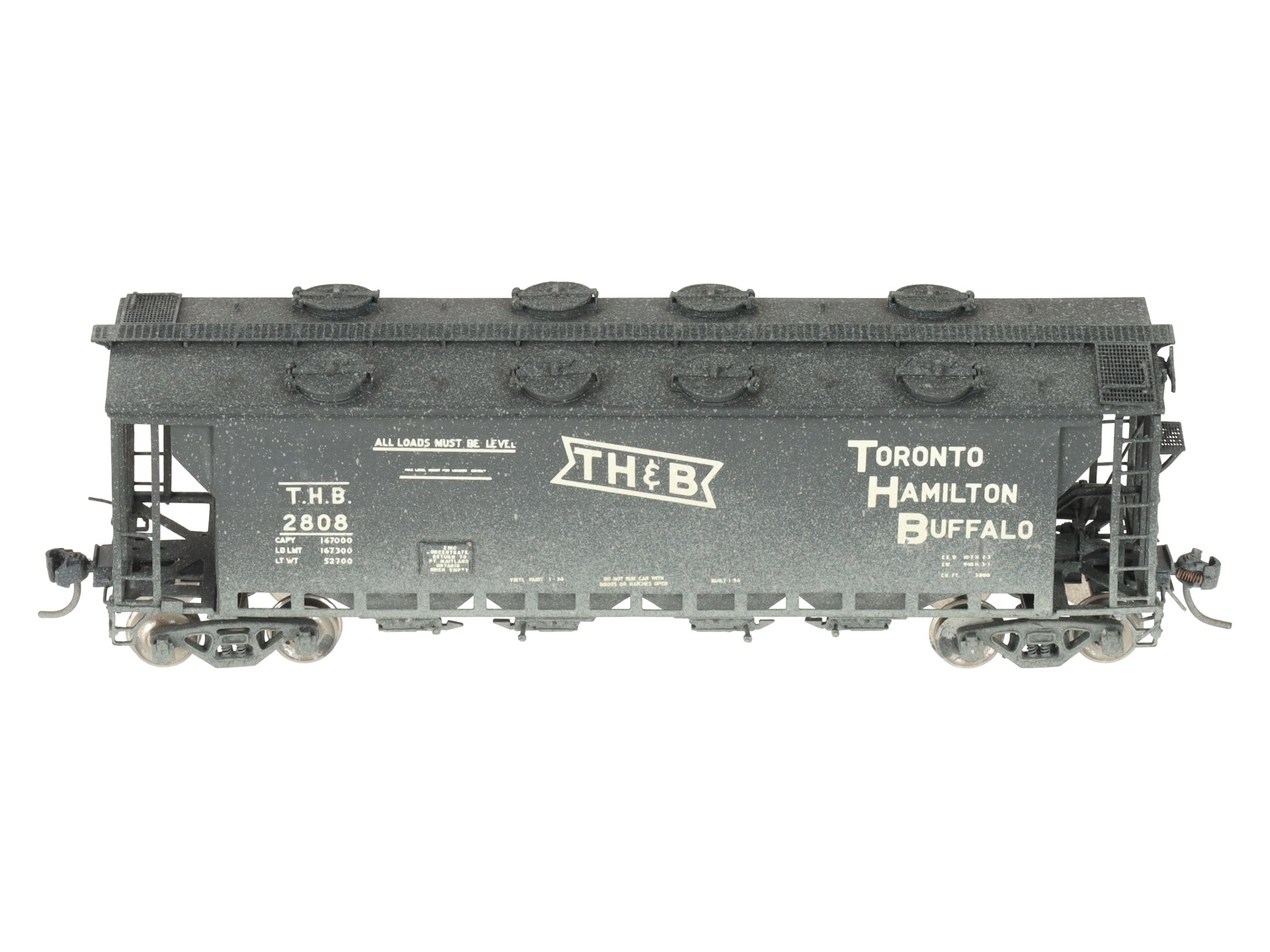 Overland OMI-3182 HO BRASS THB Slab Side Covered Hopper #2808 -Weathered