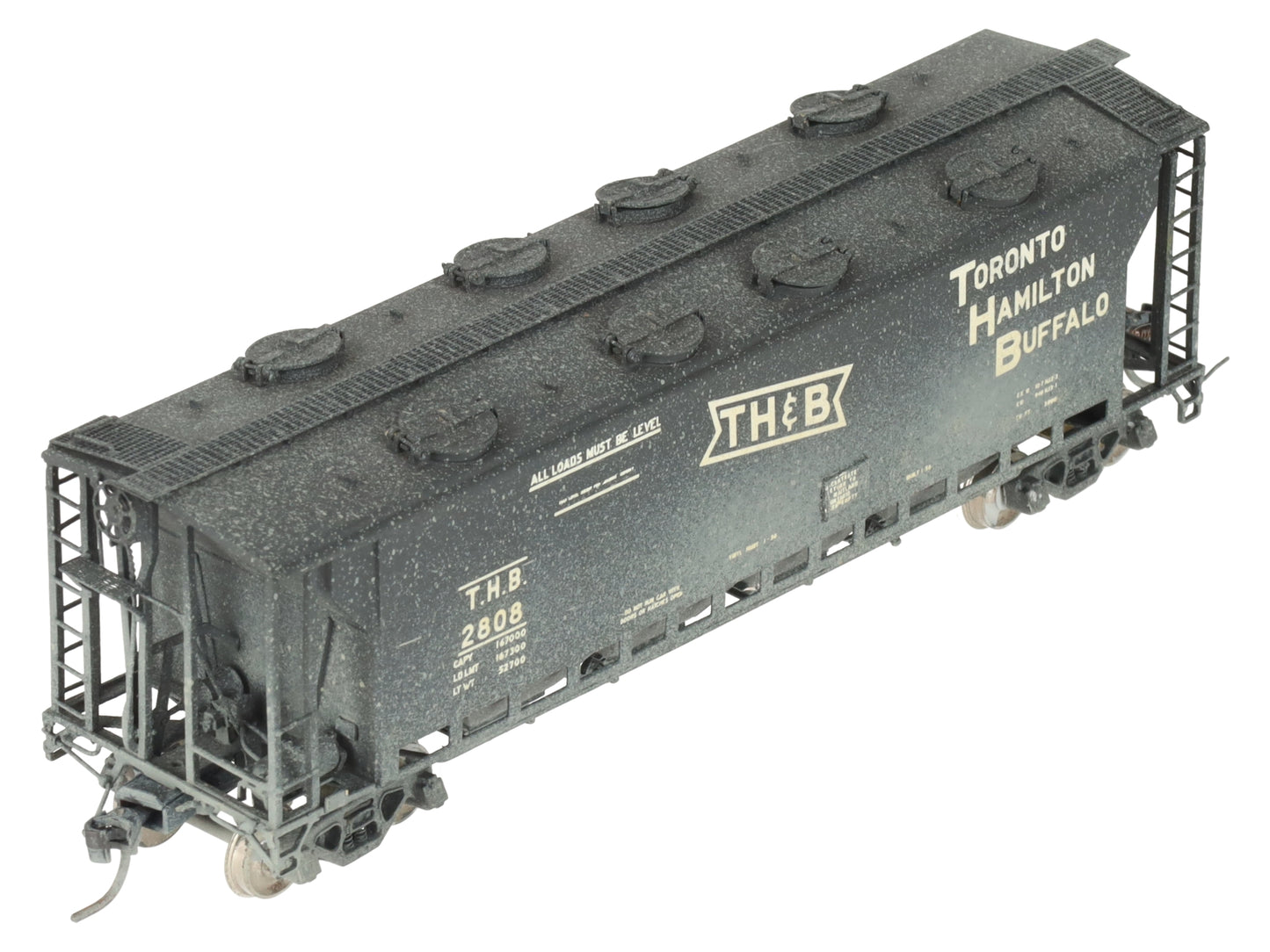 Overland OMI-3182 HO BRASS THB Slab Side Covered Hopper #2808 -Weathered