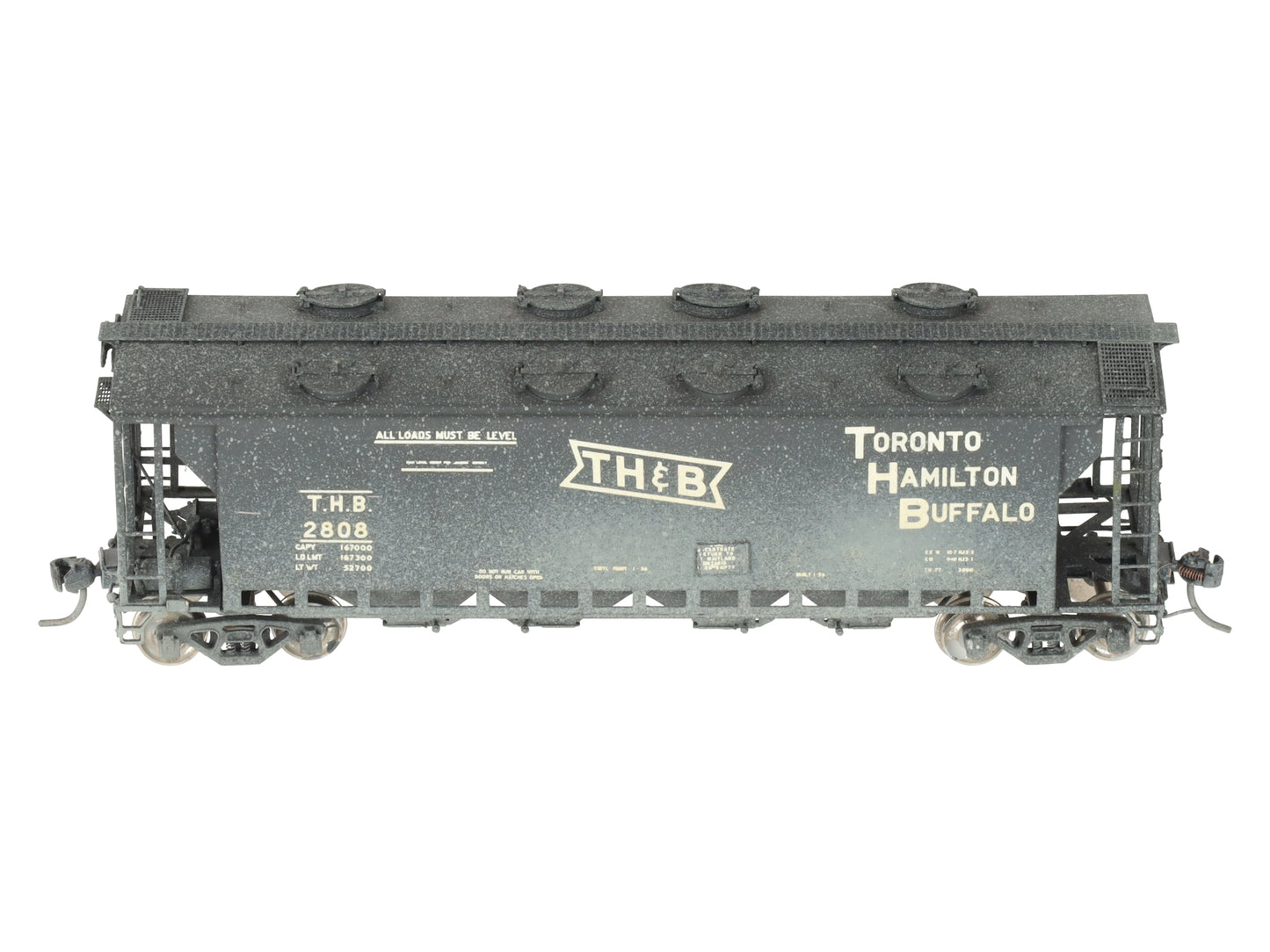 Overland OMI-3182 HO BRASS THB Slab Side Covered Hopper #2808 -Weathered