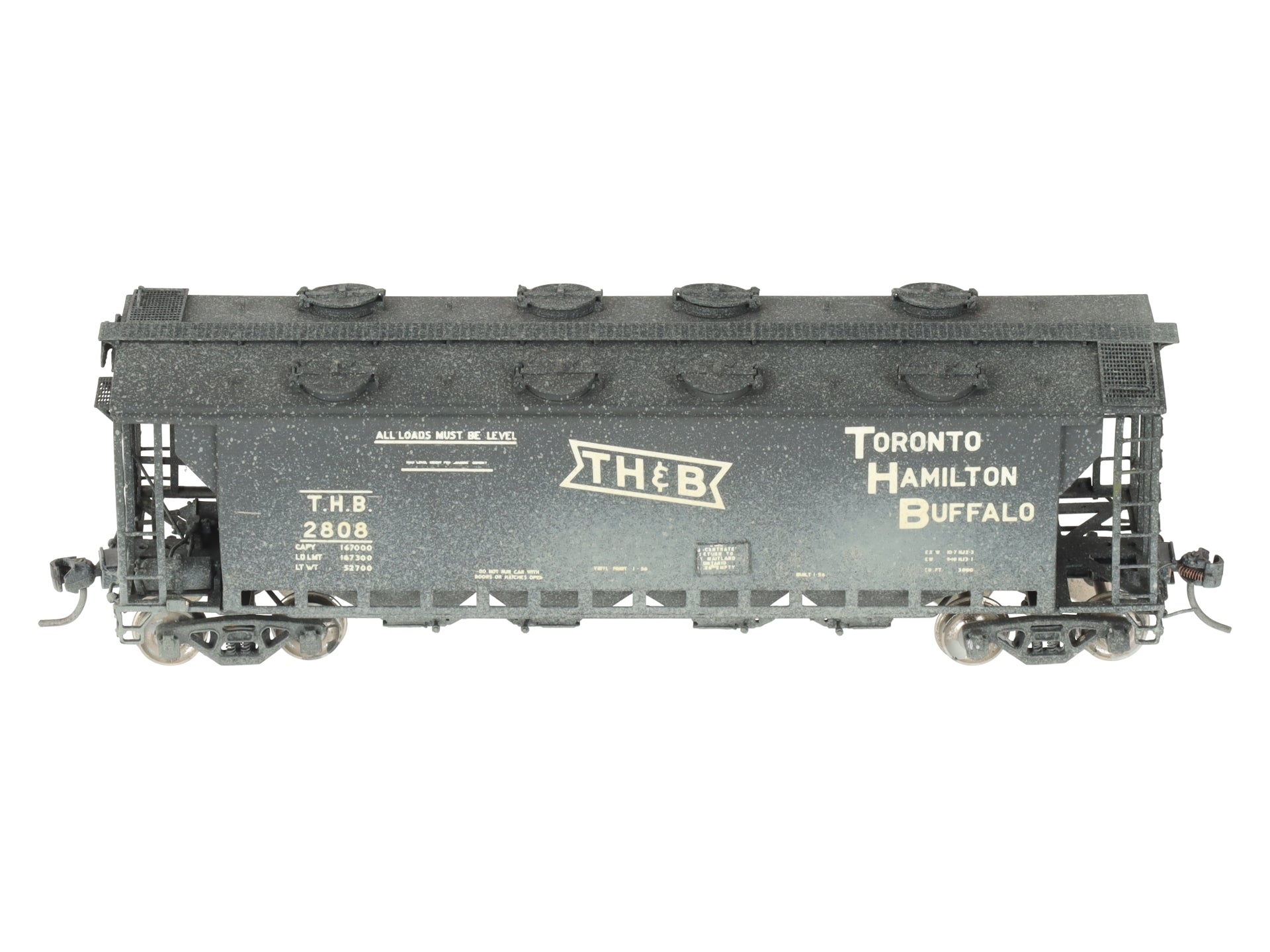 Overland OMI-3182 HO BRASS THB Slab Side Covered Hopper #2808 -Weathered