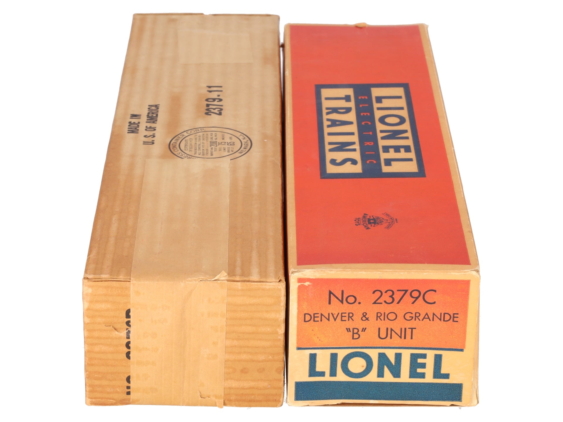 Lionel 2379 Vintage O Rio Grande F3 AB Diesel Locomotive Set VG/Box