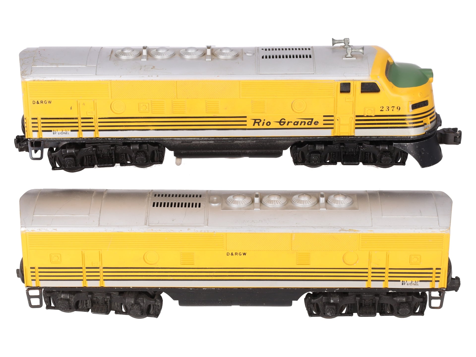 Lionel 2379 Vintage O Rio Grande F3 AB Diesel Locomotive Set VG/Box