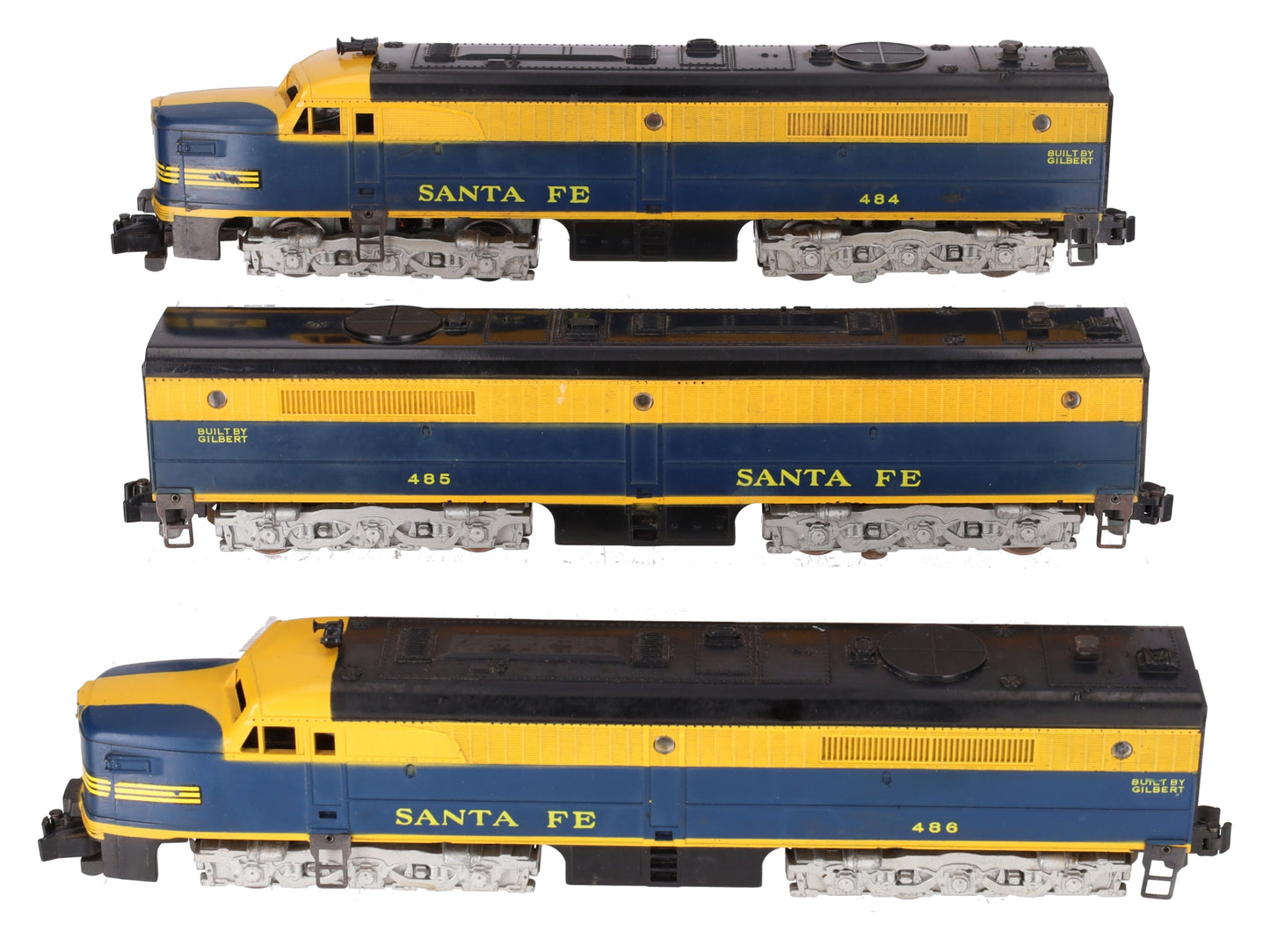 American Flyer Vintage S Santa Fe ABA Alco Diesel Locomotives: 484 485 486 VG