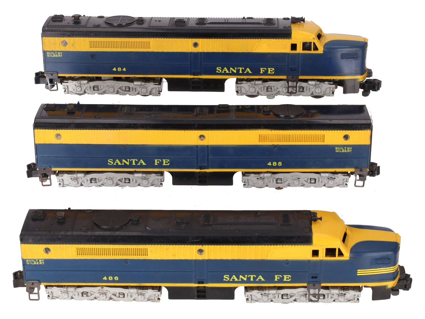 American Flyer Vintage S Santa Fe ABA Alco Diesel Locomotives: 484 485 486 VG