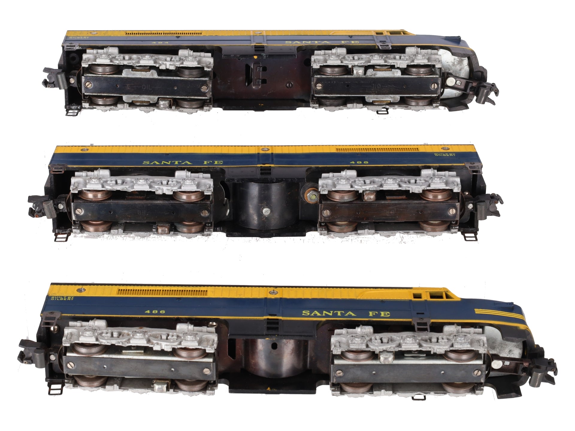 American Flyer Vintage S Santa Fe ABA Alco Diesel Locomotives: 484 485 486 VG