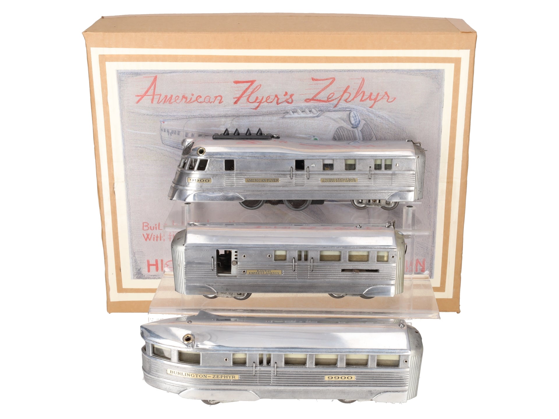 American Flyer 9910 Vintage O  Streamliner Zephyr Power Car Set VG