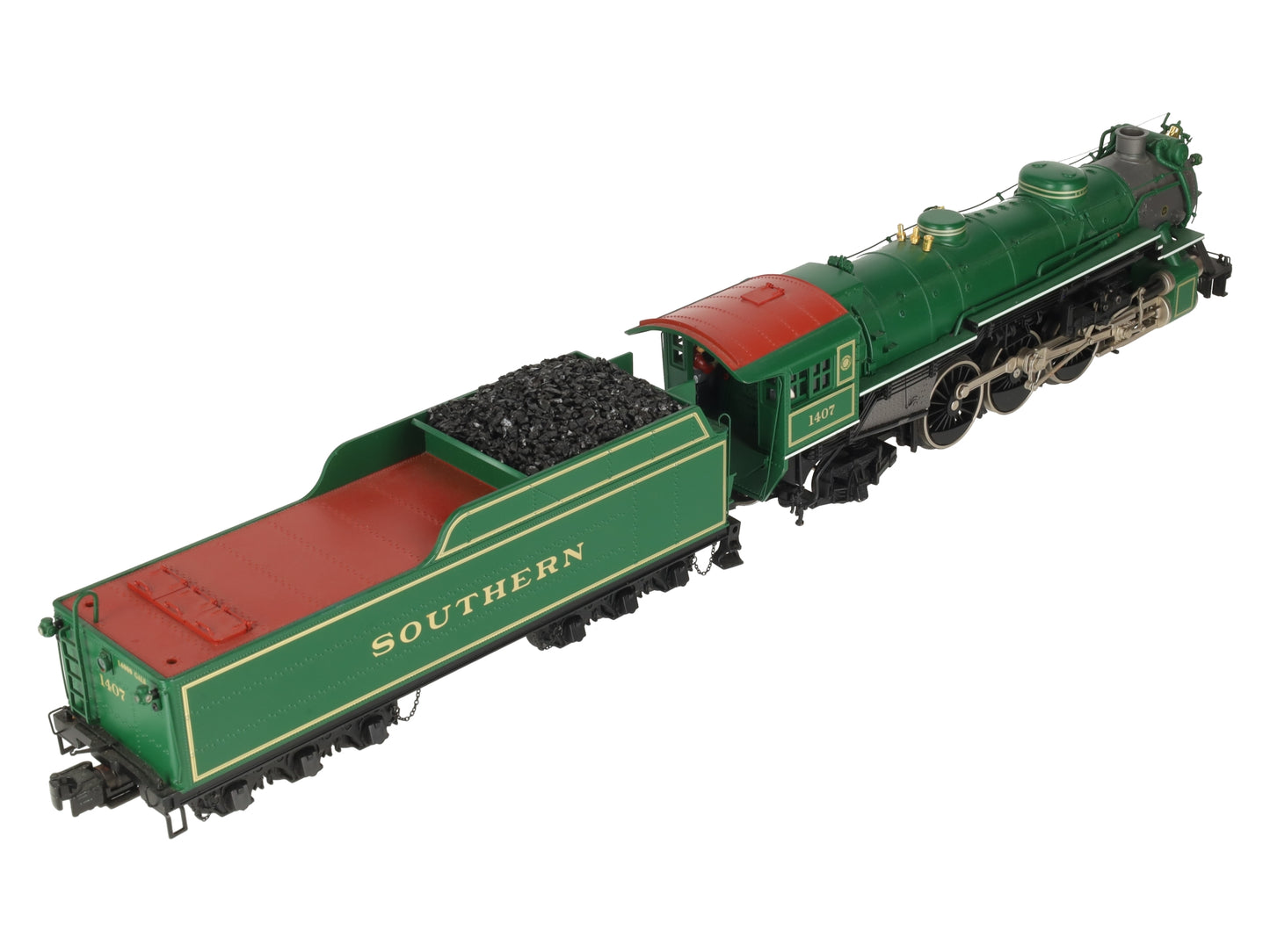 MTH 20-3466-1 O Gauge Southern (Green) 4-6-2 Ps-4 Steam Engine #1407 w/PS3 VG/Box