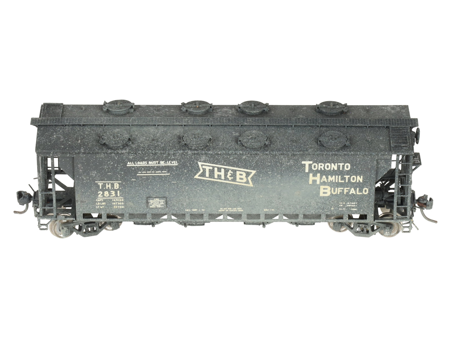 Overland 3219 HO BRASS TH&B Slab Side Covered Hopper - painted