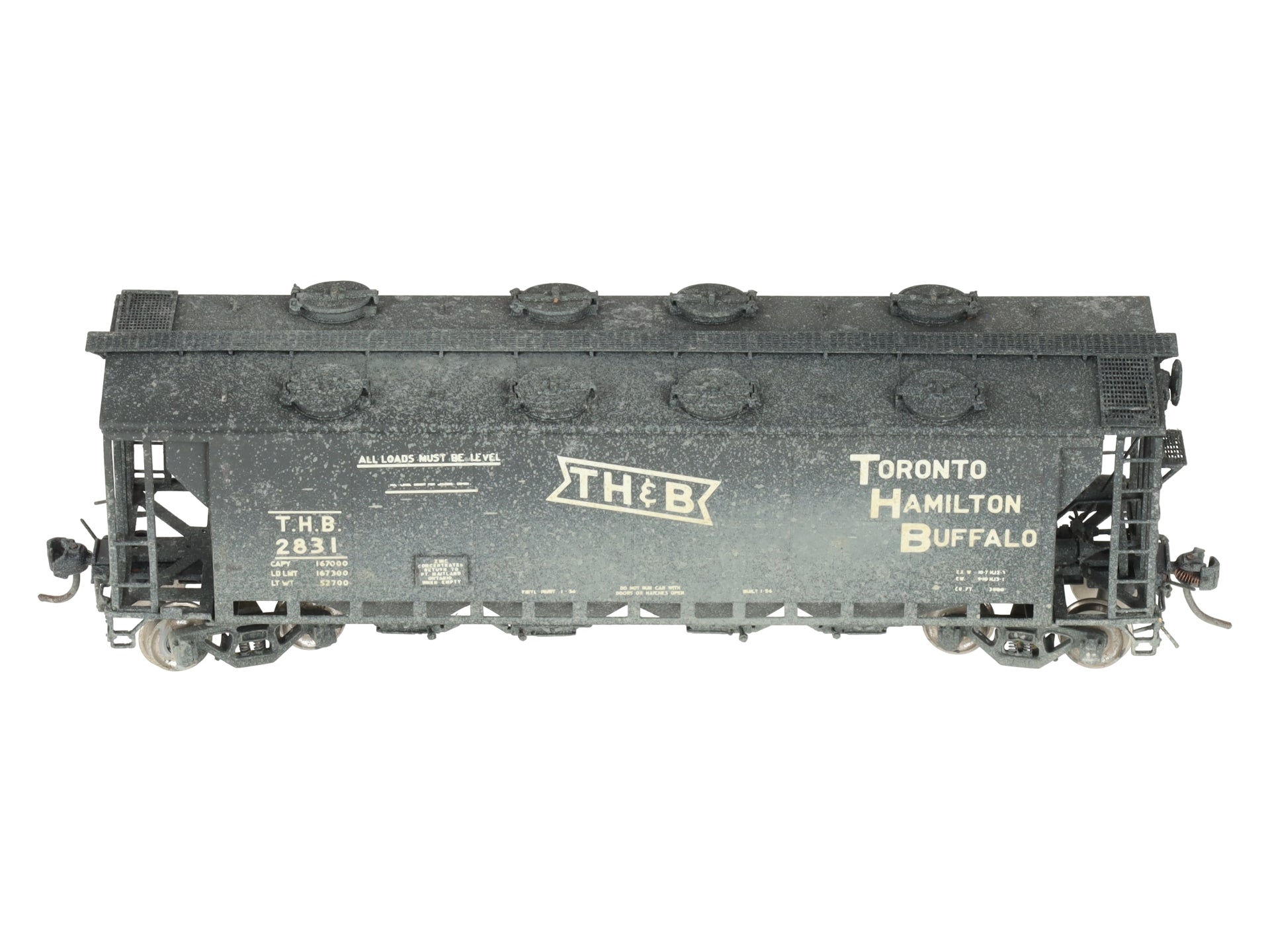 Overland 3219 HO BRASS TH&B Slab Side Covered Hopper - painted