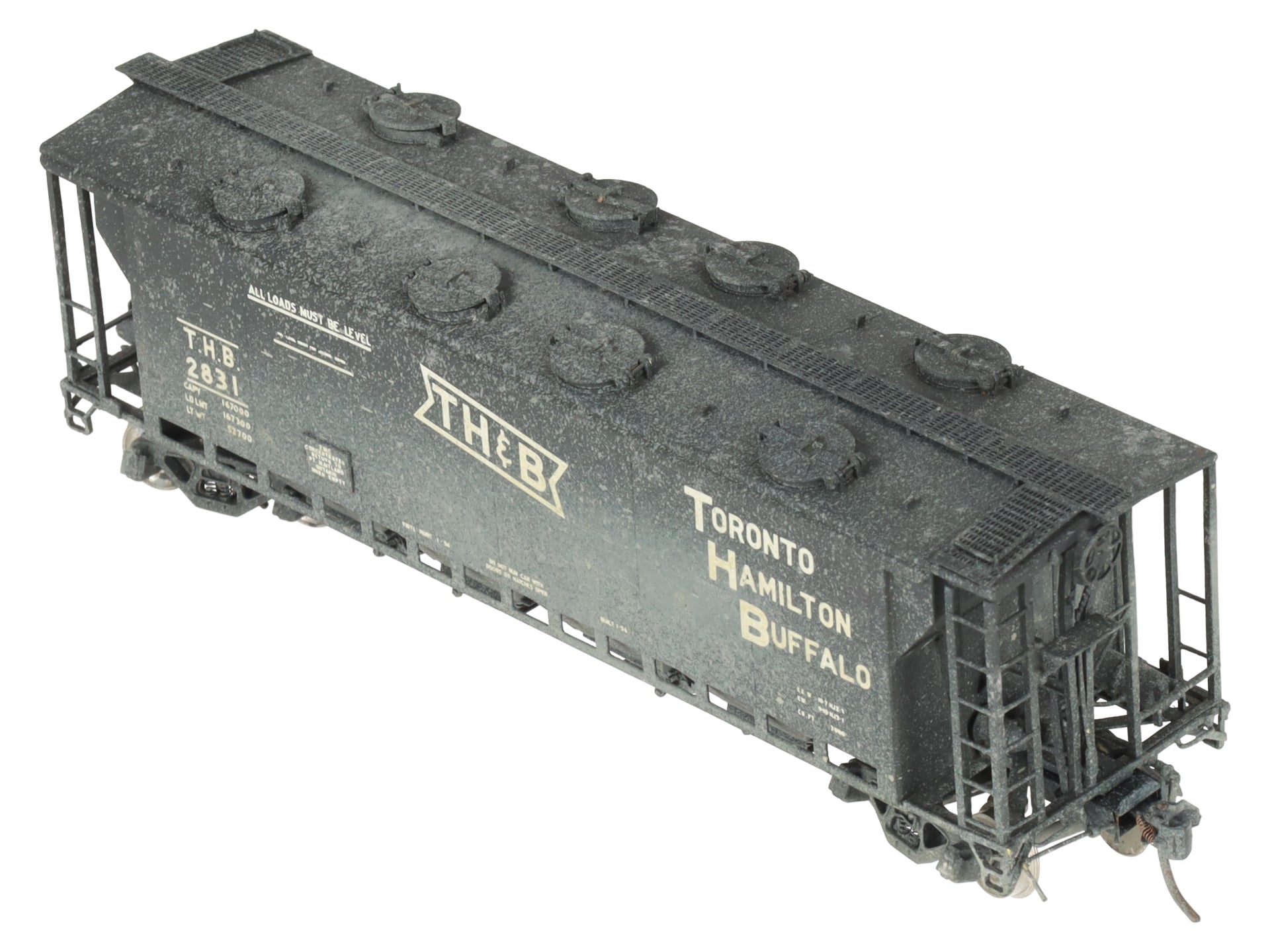 Overland 3219 HO BRASS TH&B Slab Side Covered Hopper - painted