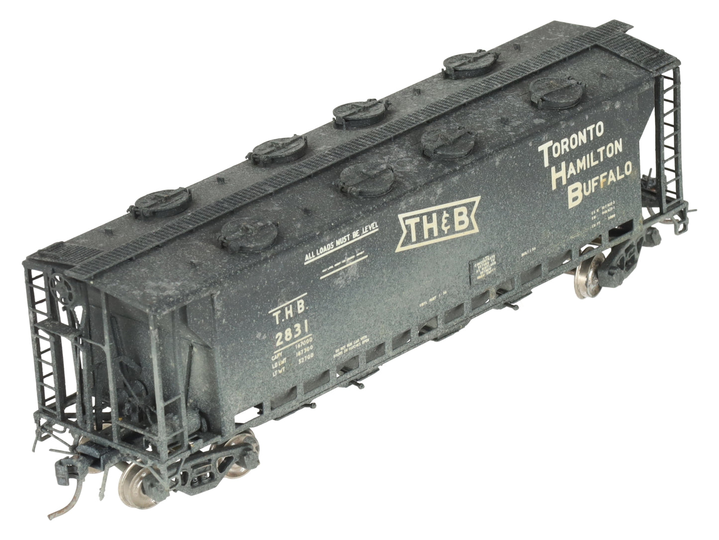 Overland 3219 HO BRASS TH&B Slab Side Covered Hopper - painted