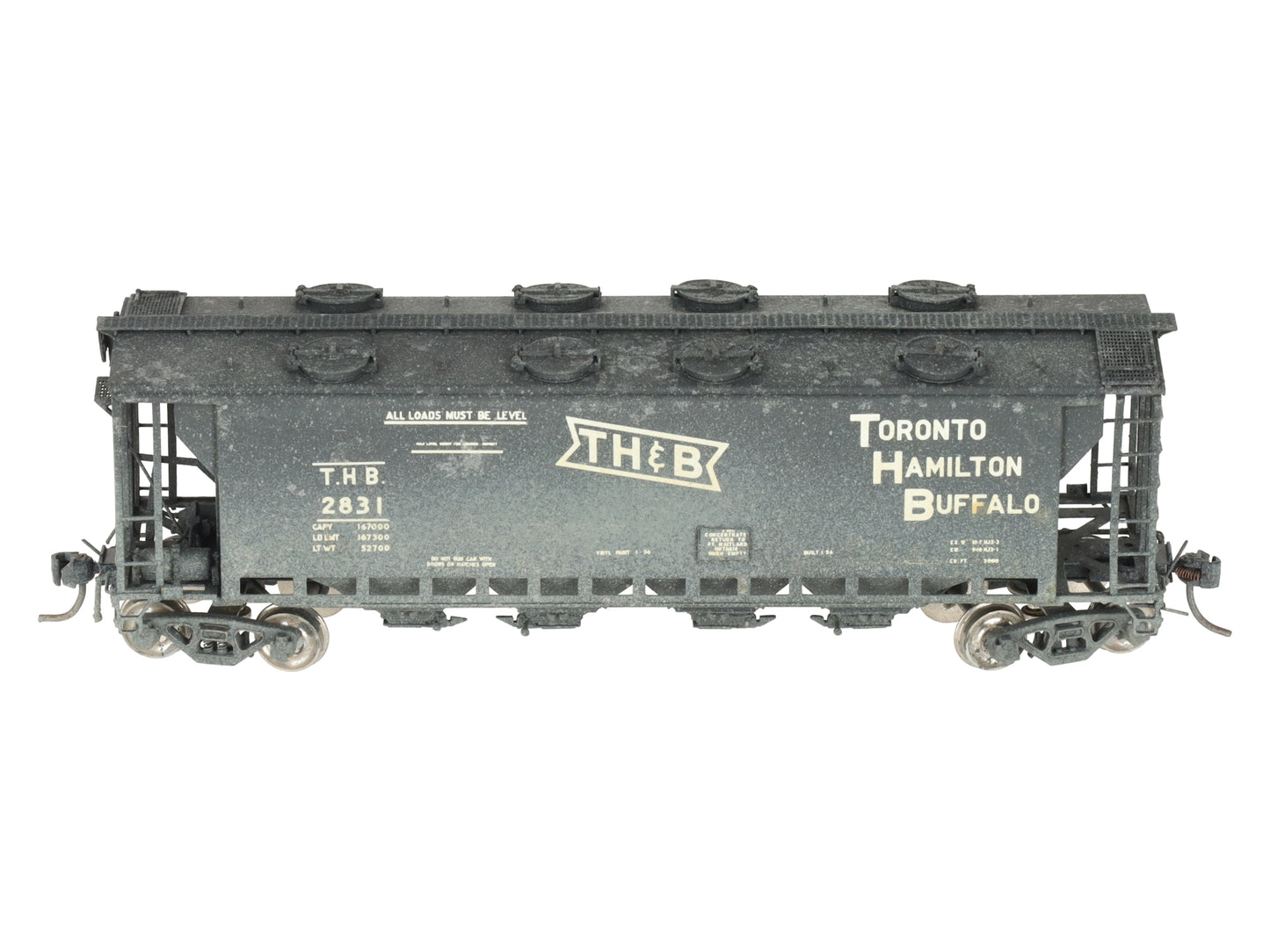 Overland 3219 HO BRASS TH&B Slab Side Covered Hopper - painted
