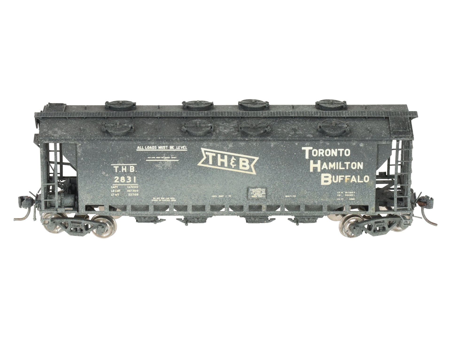 Overland 3219 HO BRASS TH&B Slab Side Covered Hopper - painted