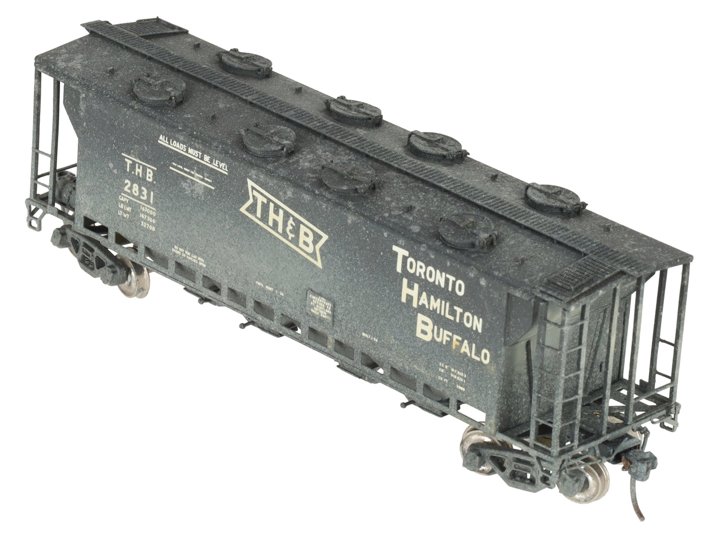 Overland 3219 HO BRASS TH&B Slab Side Covered Hopper - painted