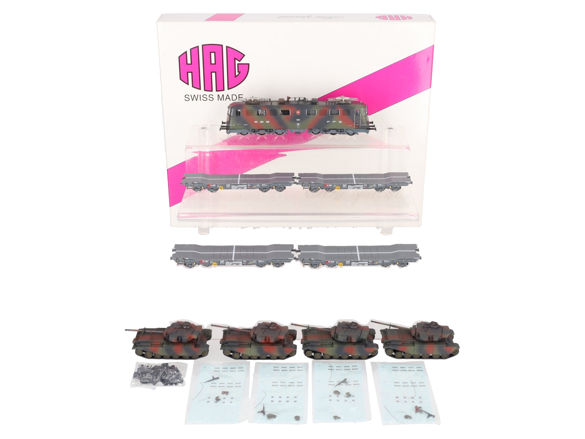 HAG 25 010-31 HO Scale SBB Ae 6/6 Panzerzug Camouflaged Military Train Set LN/Box