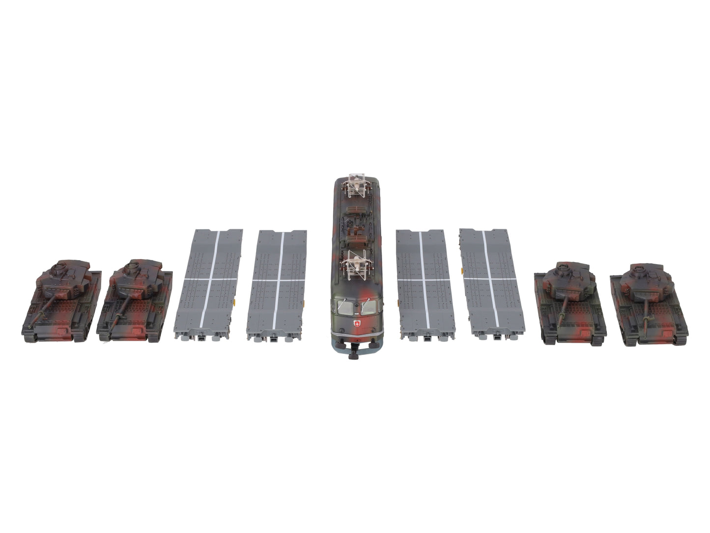 HAG 25 010-31 HO Scale SBB Ae 6/6 Panzerzug Camouflaged Military Train Set LN/Box