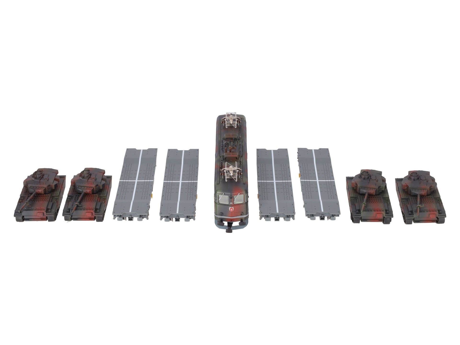 HAG 25 010-31 HO Scale SBB Ae 6/6 Panzerzug Camouflaged Military Train Set LN/Box
