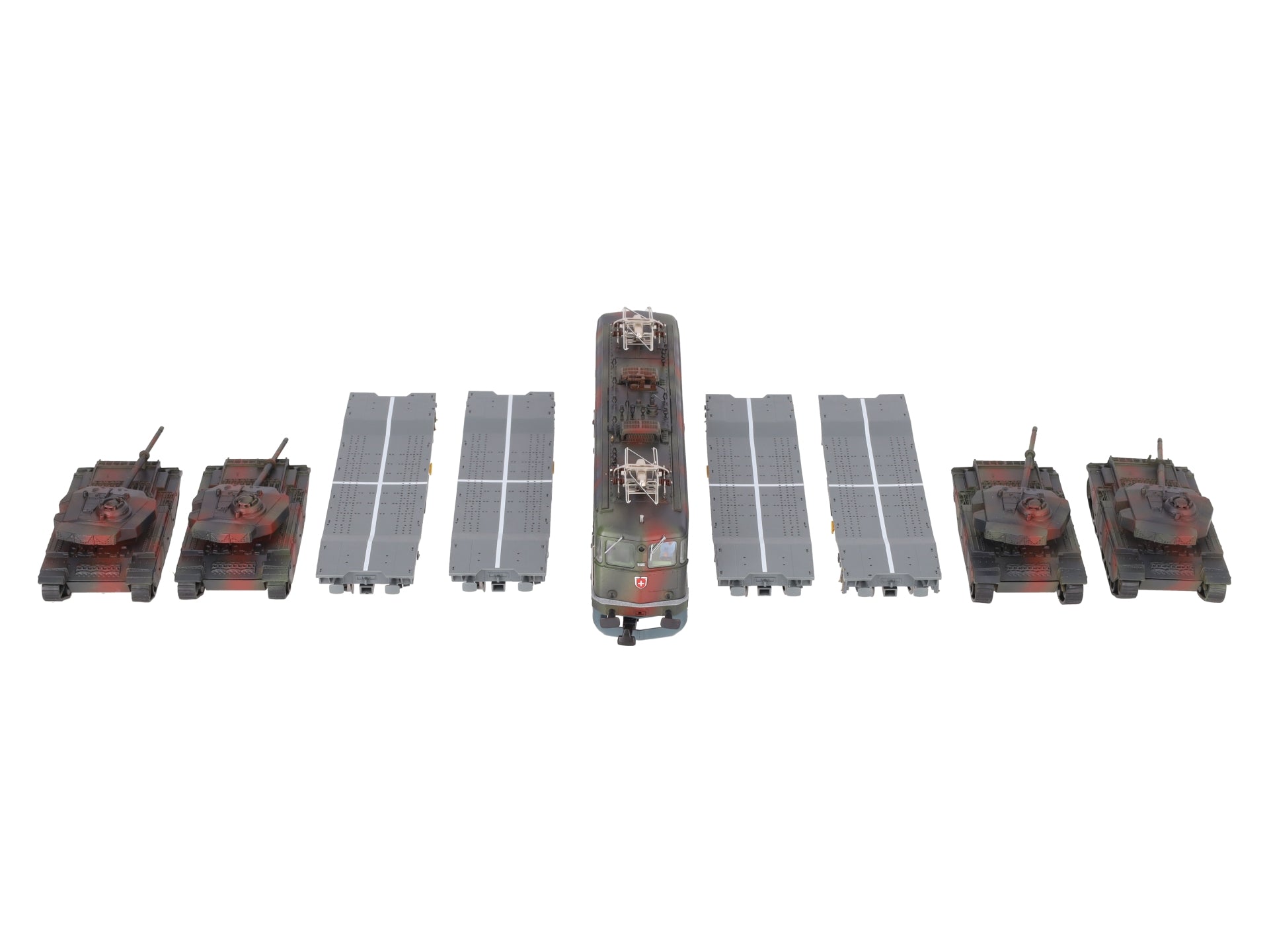 HAG 25 010-31 HO Scale SBB Ae 6/6 Panzerzug Camouflaged Military Train Set LN/Box