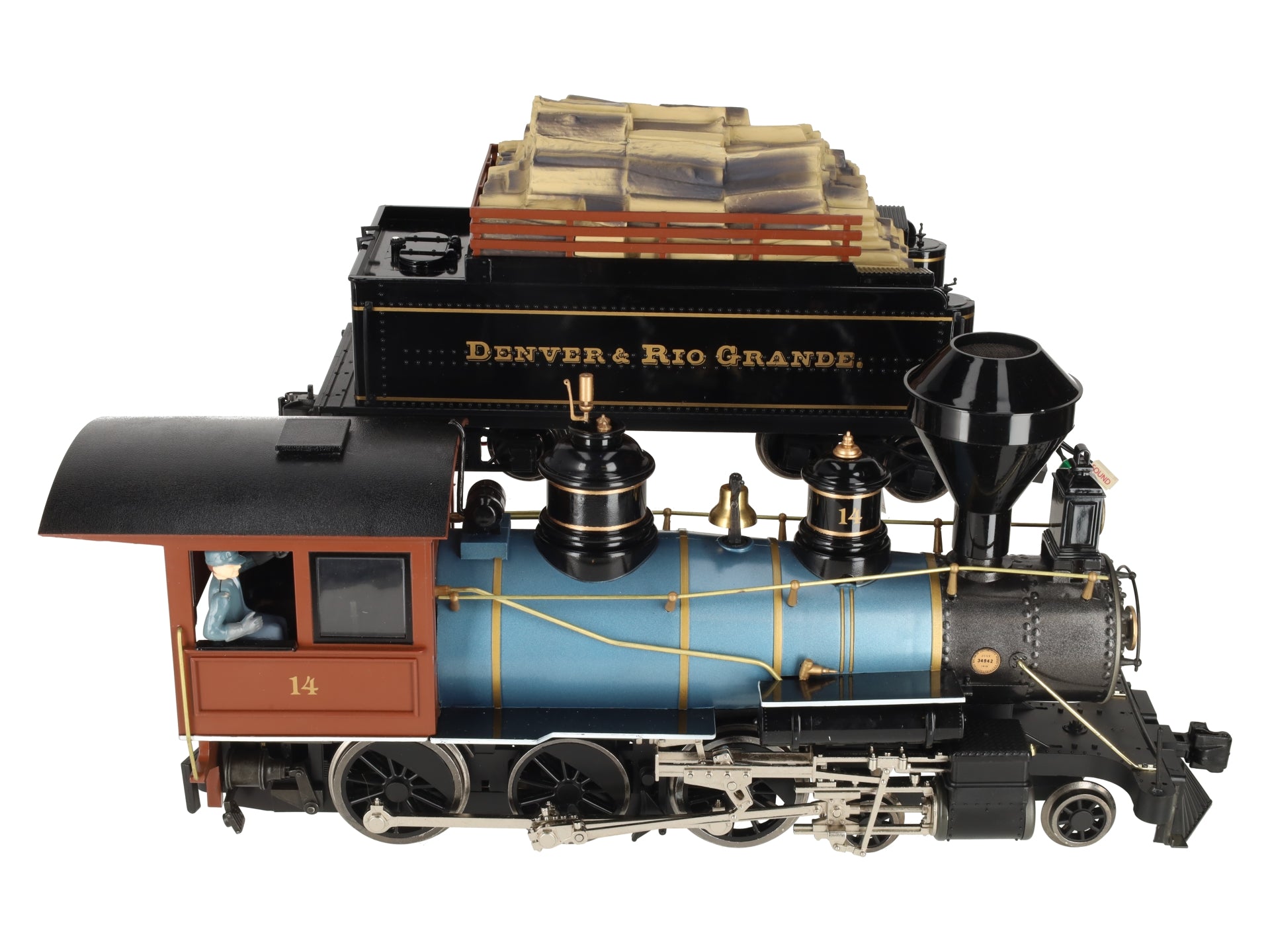 Bachmann 31499 G Denver & Rio Grande Western 4-6-0 Steam Locomotive & Tender #14 EX/Box