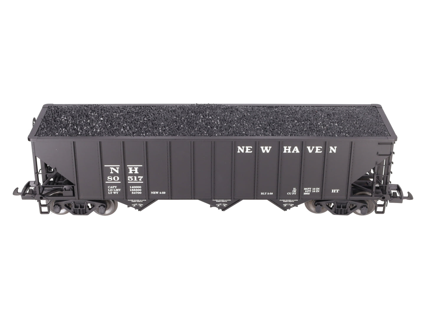 USA Trains 14010 G New Haven 70-Ton 3-Bay Coal Hopper with Coal Load LN/Box