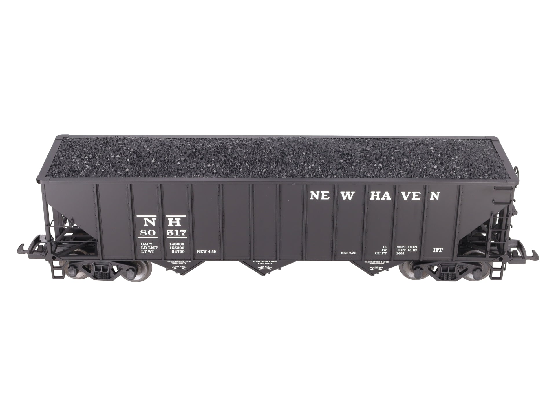 USA Trains 14010 G New Haven 70-Ton 3-Bay Coal Hopper with Coal Load LN/Box
