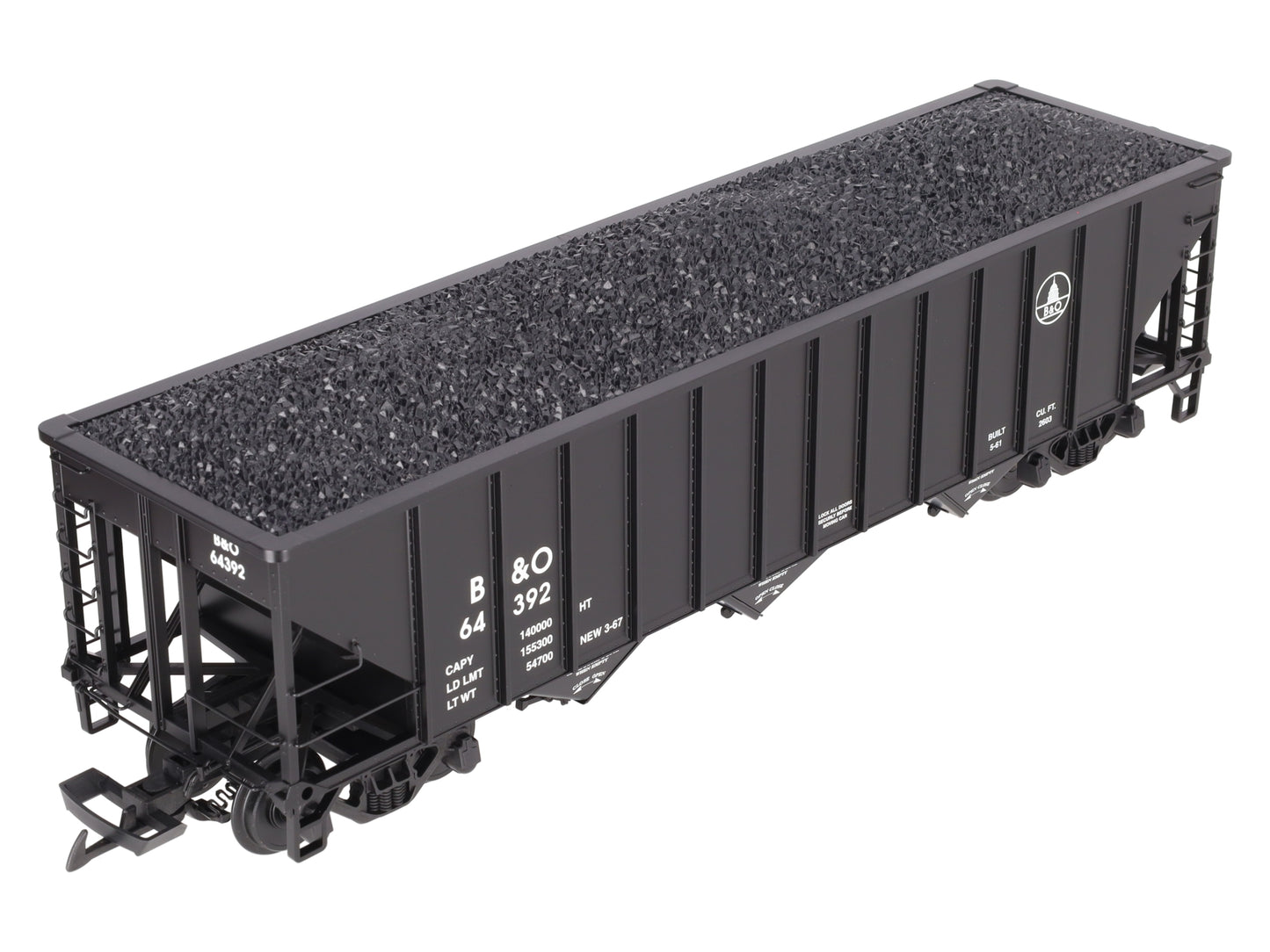 USA Trains R14023 G B&O 70-Ton 3-Bay Coal Hopper with Coal Load #64392 LN/Box