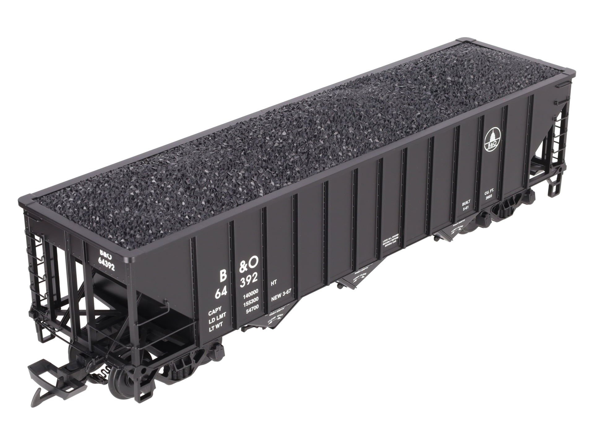 USA Trains R14023 G B&O 70-Ton 3-Bay Coal Hopper with Coal Load #64392 LN/Box