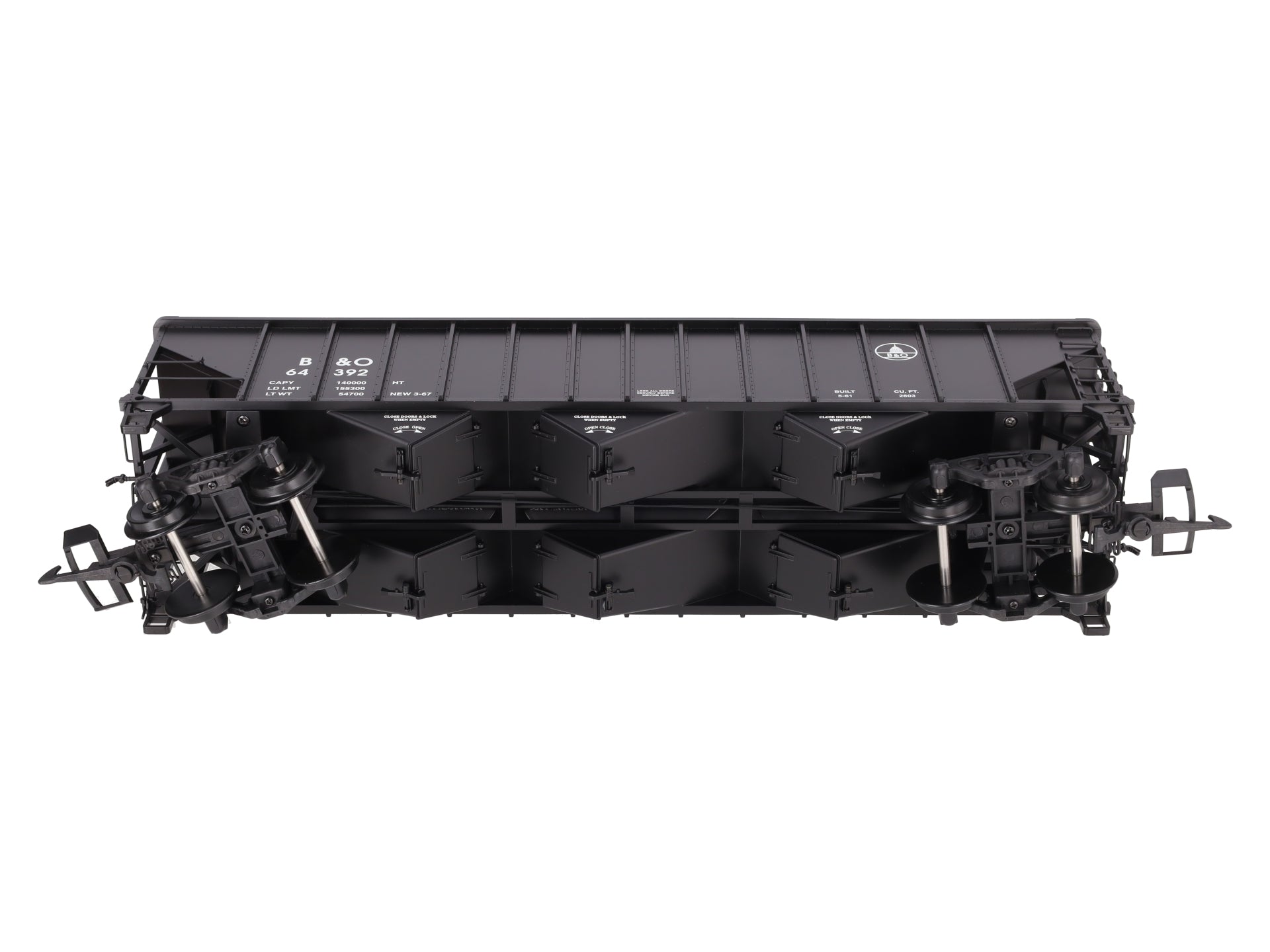 USA Trains R14023 G B&O 70-Ton 3-Bay Coal Hopper with Coal Load #64392 LN/Box