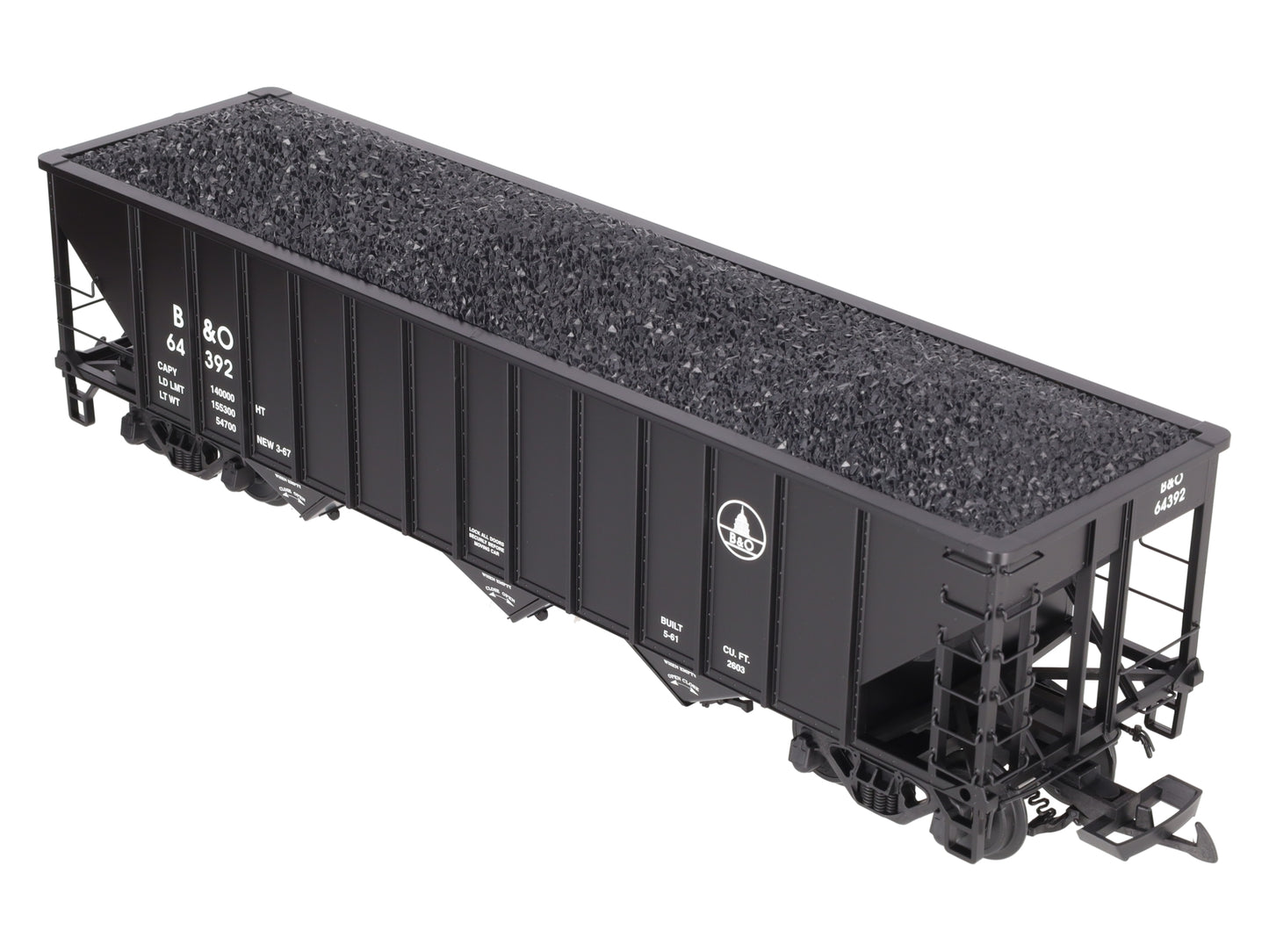 USA Trains R14023 G B&O 70-Ton 3-Bay Coal Hopper with Coal Load #64392 LN/Box