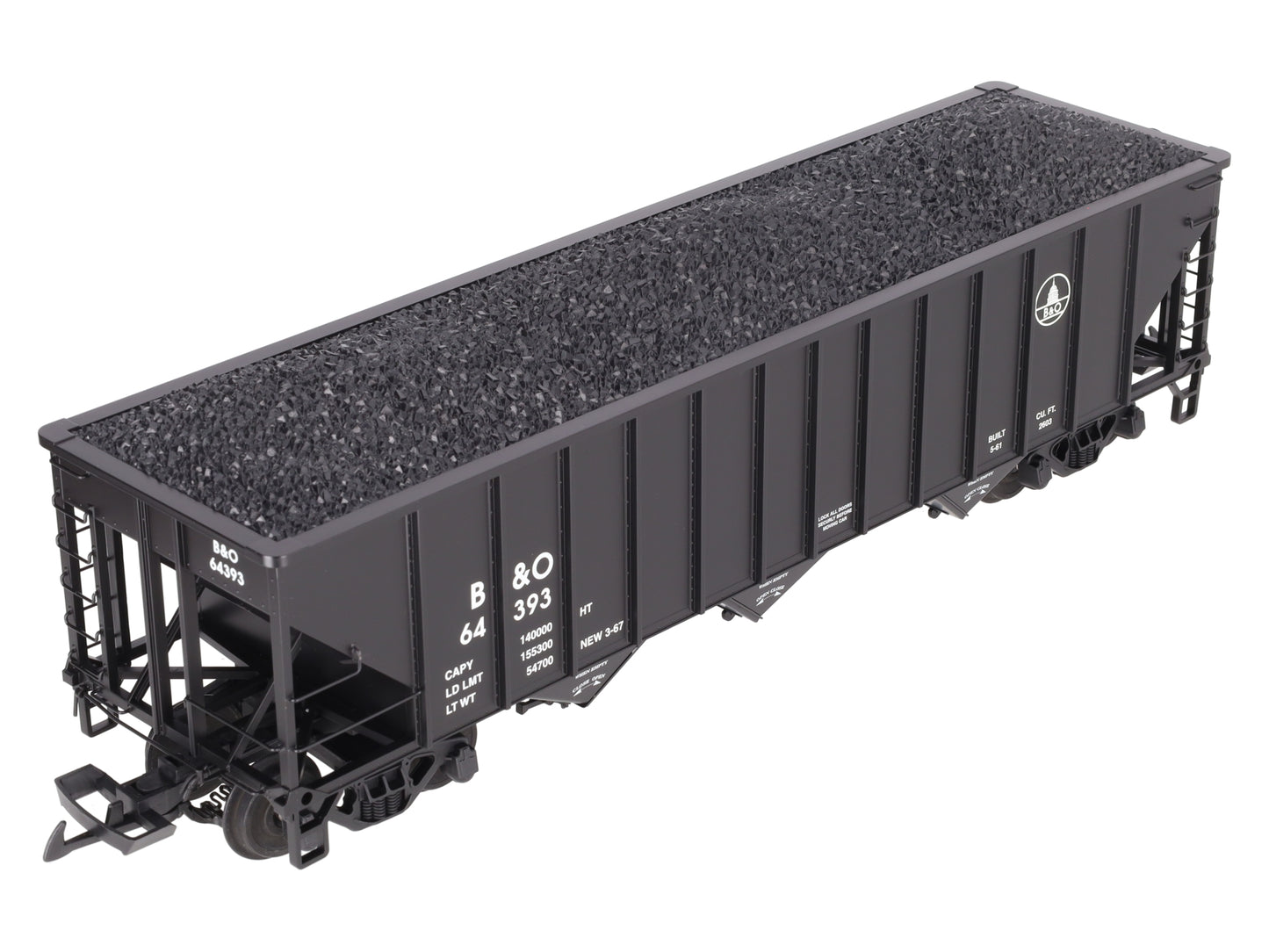 USA Trains R14023 G B&O 70-Ton 3-Bay Coal Hopper with Coal Load #64393 LN/Box
