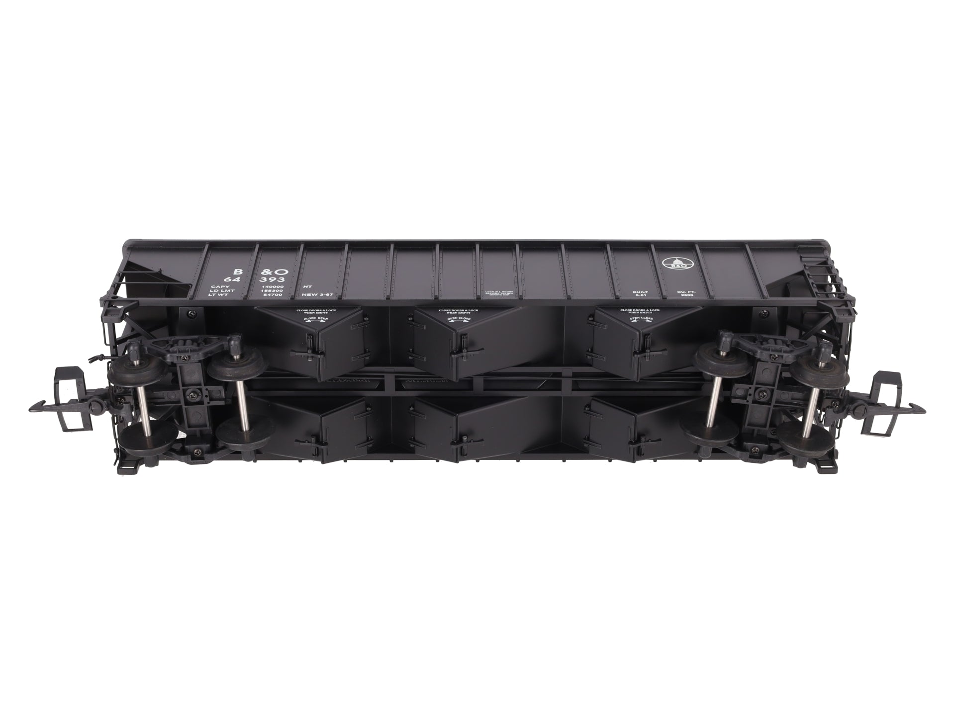 USA Trains R14023 G B&O 70-Ton 3-Bay Coal Hopper with Coal Load #64393 LN/Box