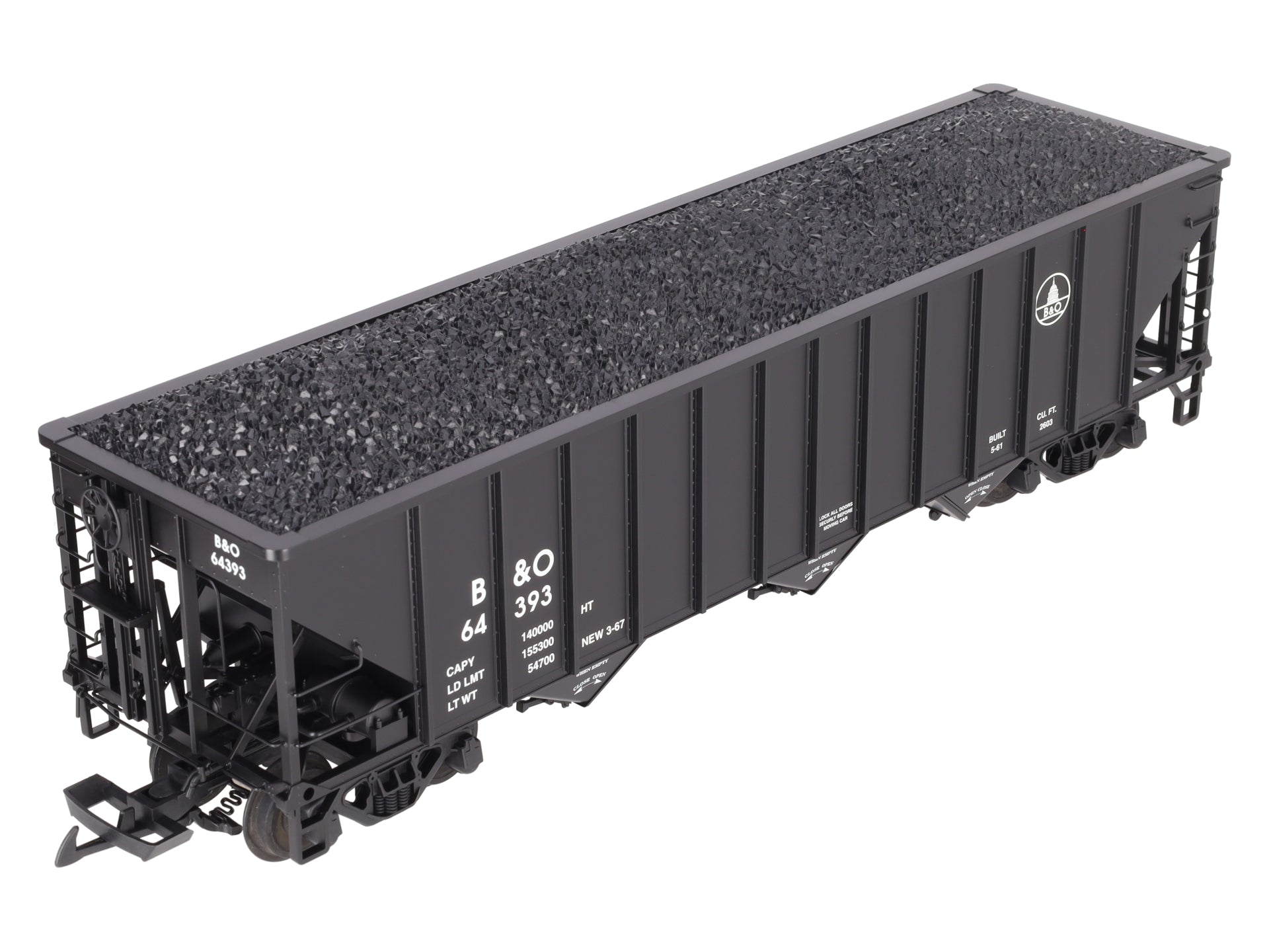 USA Trains R14023 G B&O 70-Ton 3-Bay Coal Hopper with Coal Load #64393 LN/Box