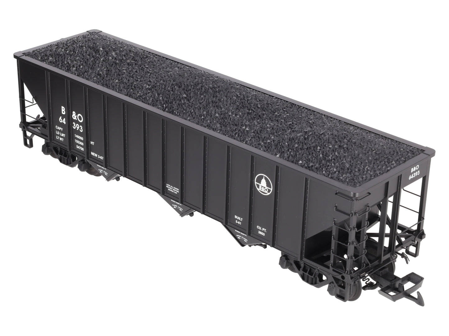 USA Trains R14023 G B&O 70-Ton 3-Bay Coal Hopper with Coal Load #64393 LN/Box