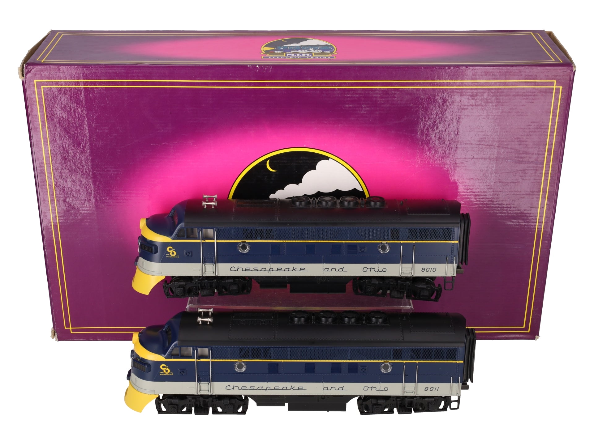 MTH 20-2125S O C&O F-3 AA Diesel Engine Set #8010/8011 - 2 Rail EX/Box