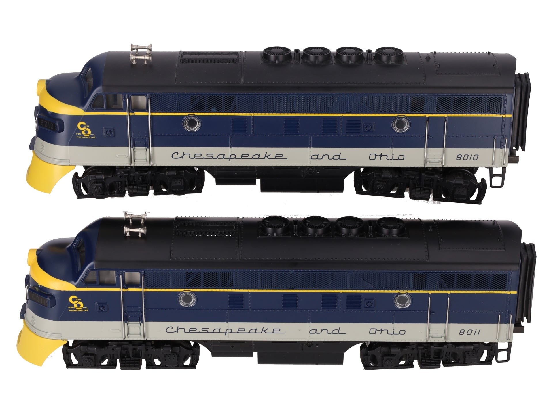 MTH 20-2125S O C&O F-3 AA Diesel Engine Set #8010/8011 - 2 Rail EX/Box
