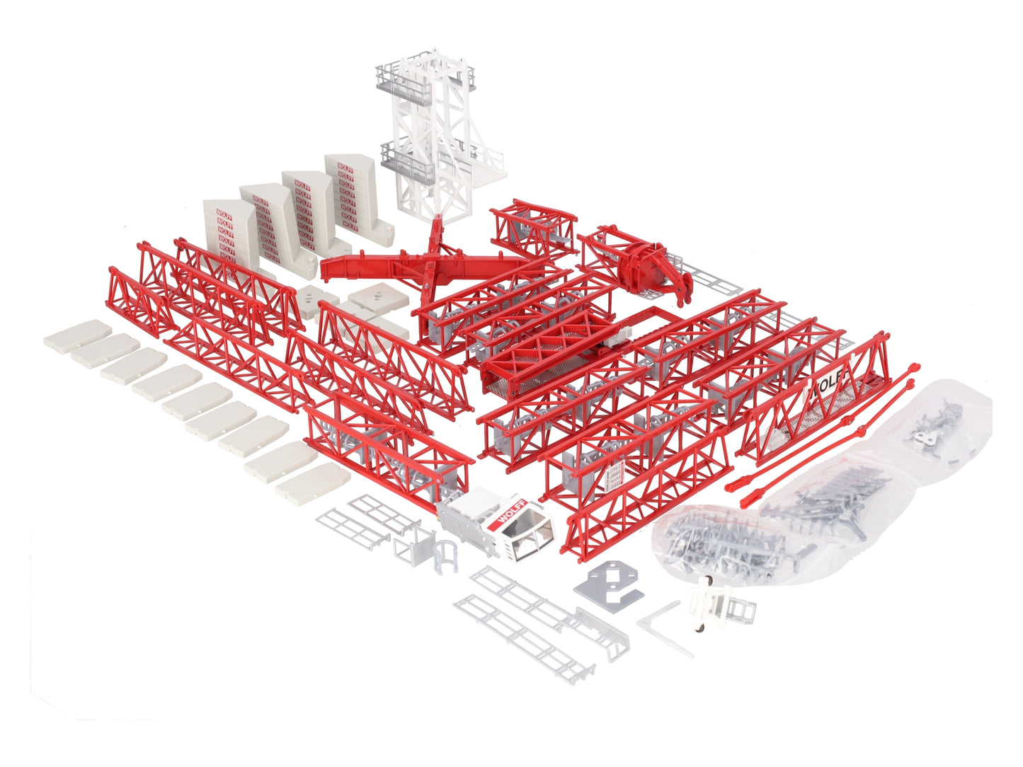 Conrad 2034 1:87 Scale Diecast Wolffkran 7534 Clear Trolley Tower Crane VG/Box