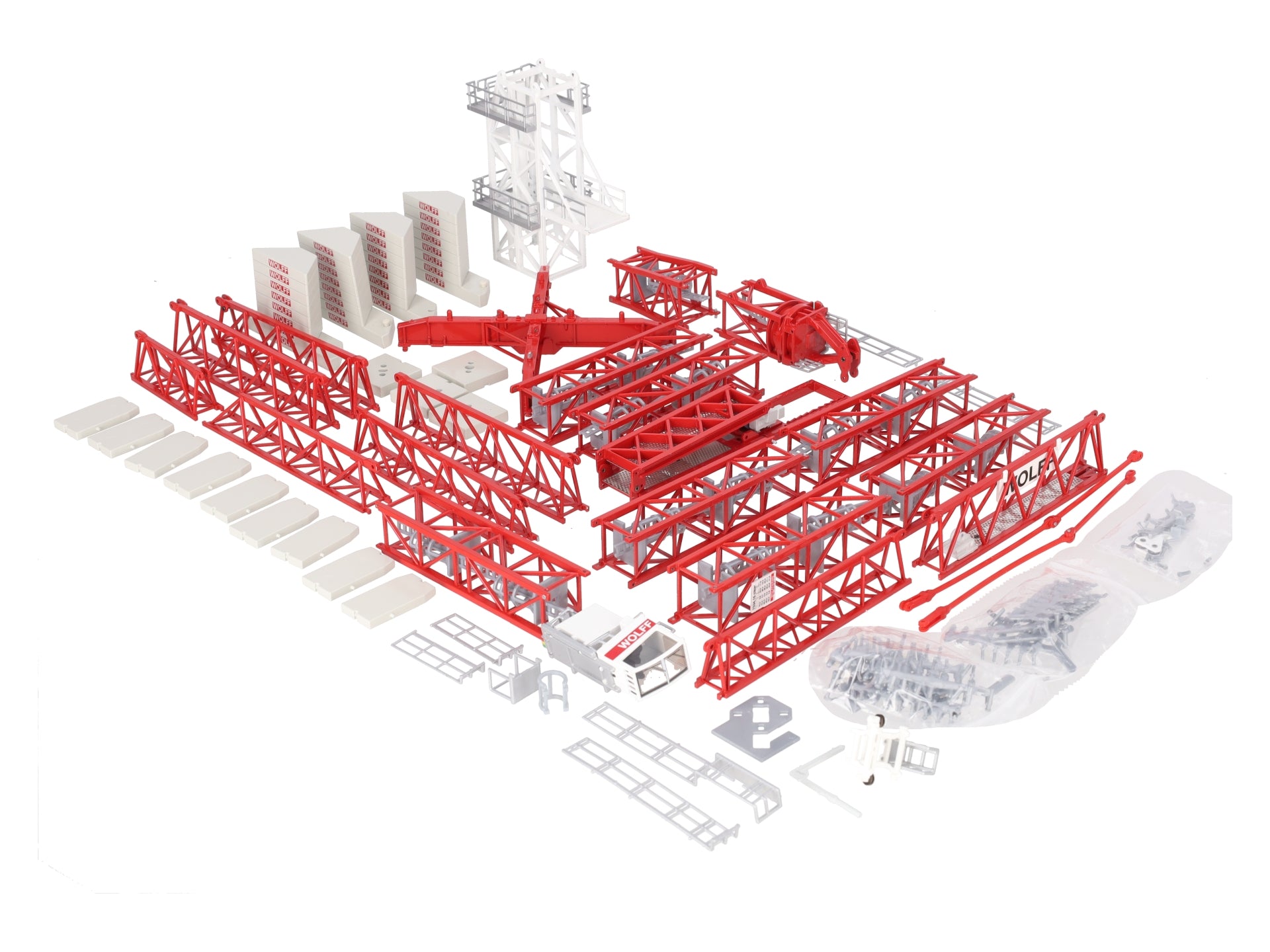 Conrad 2034 1:87 Scale Diecast Wolffkran 7534 Clear Trolley Tower Crane VG/Box