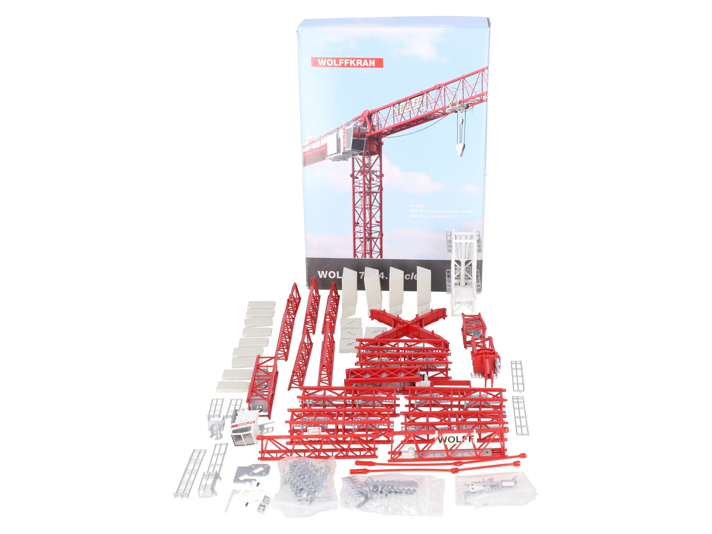 Conrad 2034 1:87 Scale Diecast Wolffkran 7534 Clear Trolley Tower Crane VG/Box