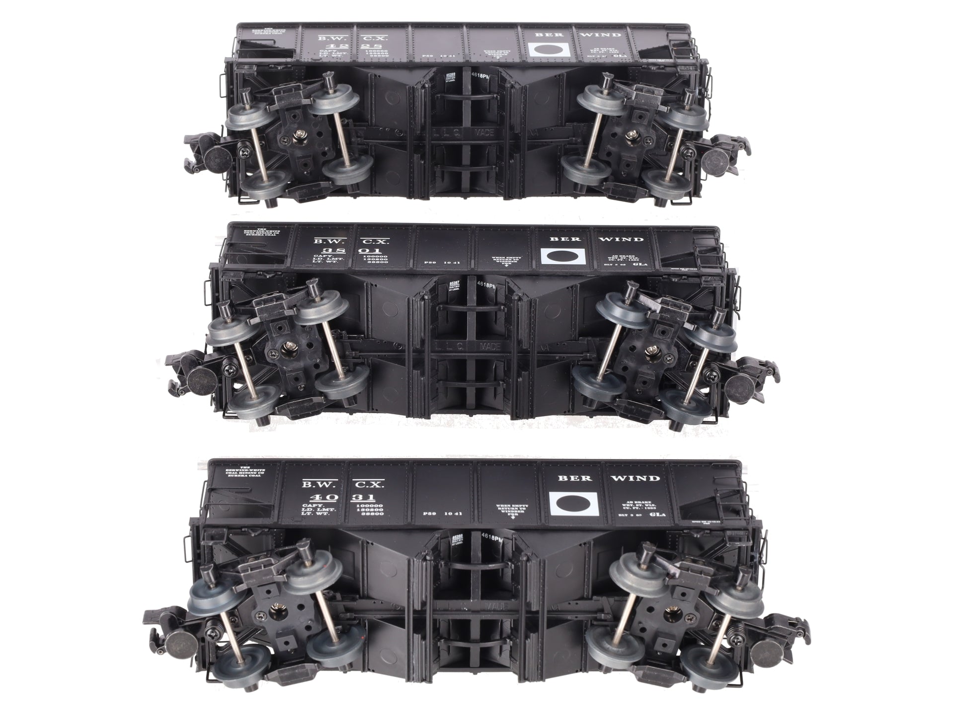 Lionel 6-85286 O Gauge Berwind White Coal GLa 2-Bay Hopper (Set of 3) EX/Box