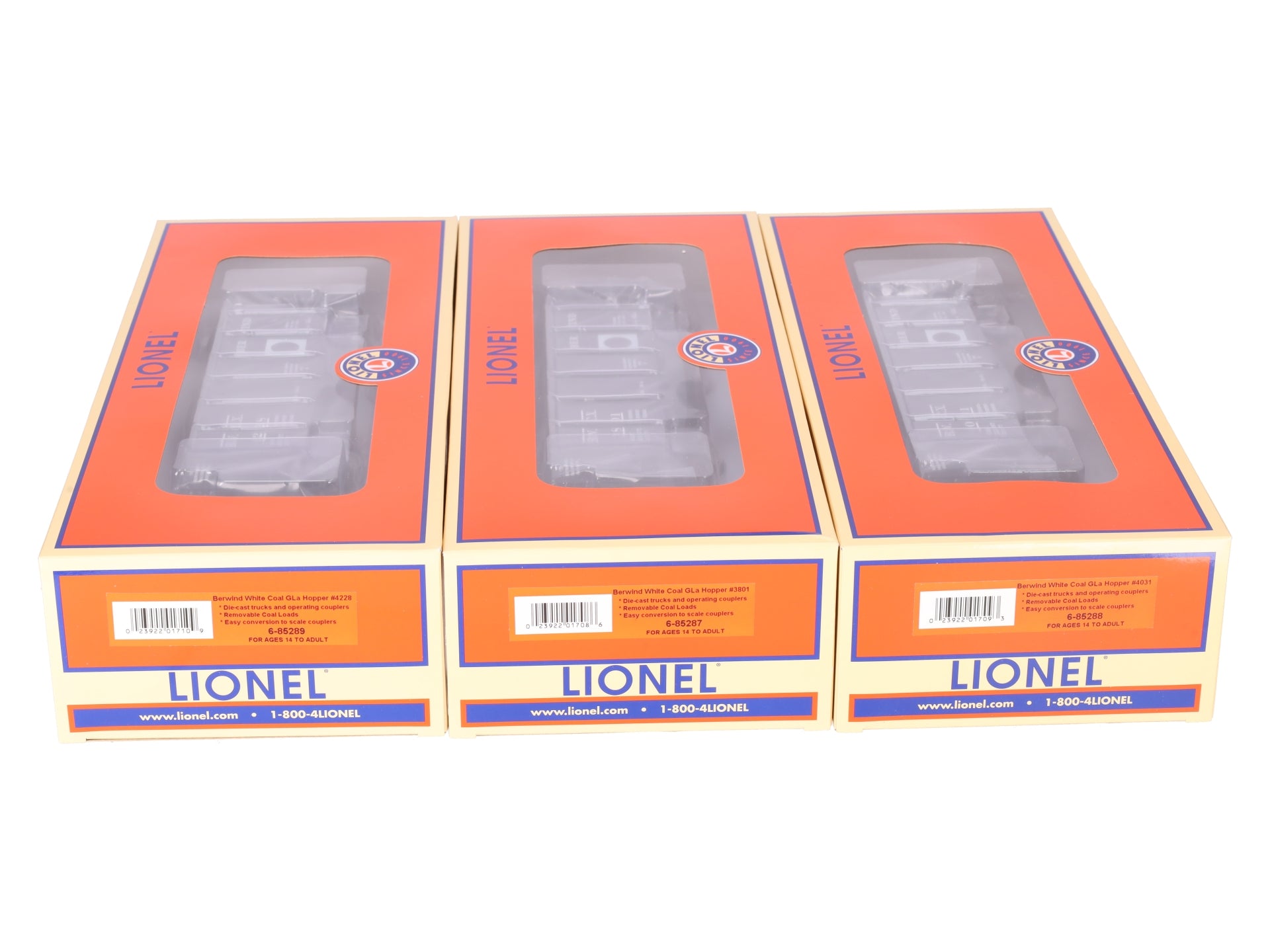 Lionel 6-85286 O Gauge Berwind White Coal GLa 2-Bay Hopper (Set of 3) EX/Box